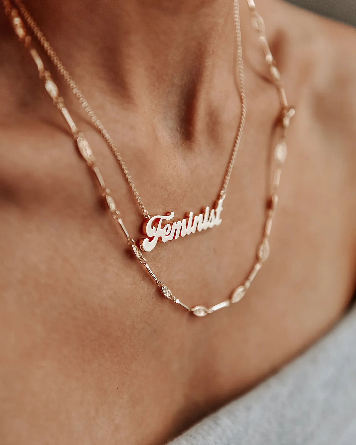 Feminist Script Nameplate Necklace sold by Rock n Rose