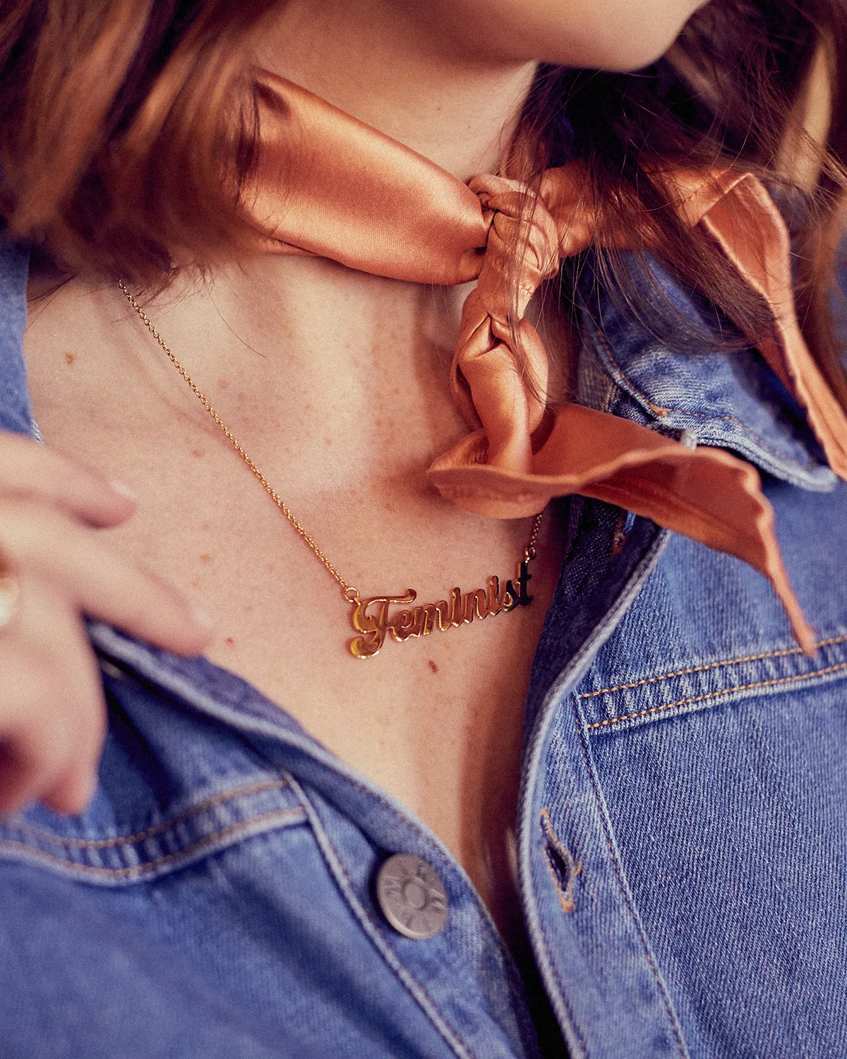 Feminist Script Nameplate Necklace sold by Rock n Rose product image thumbnail 5