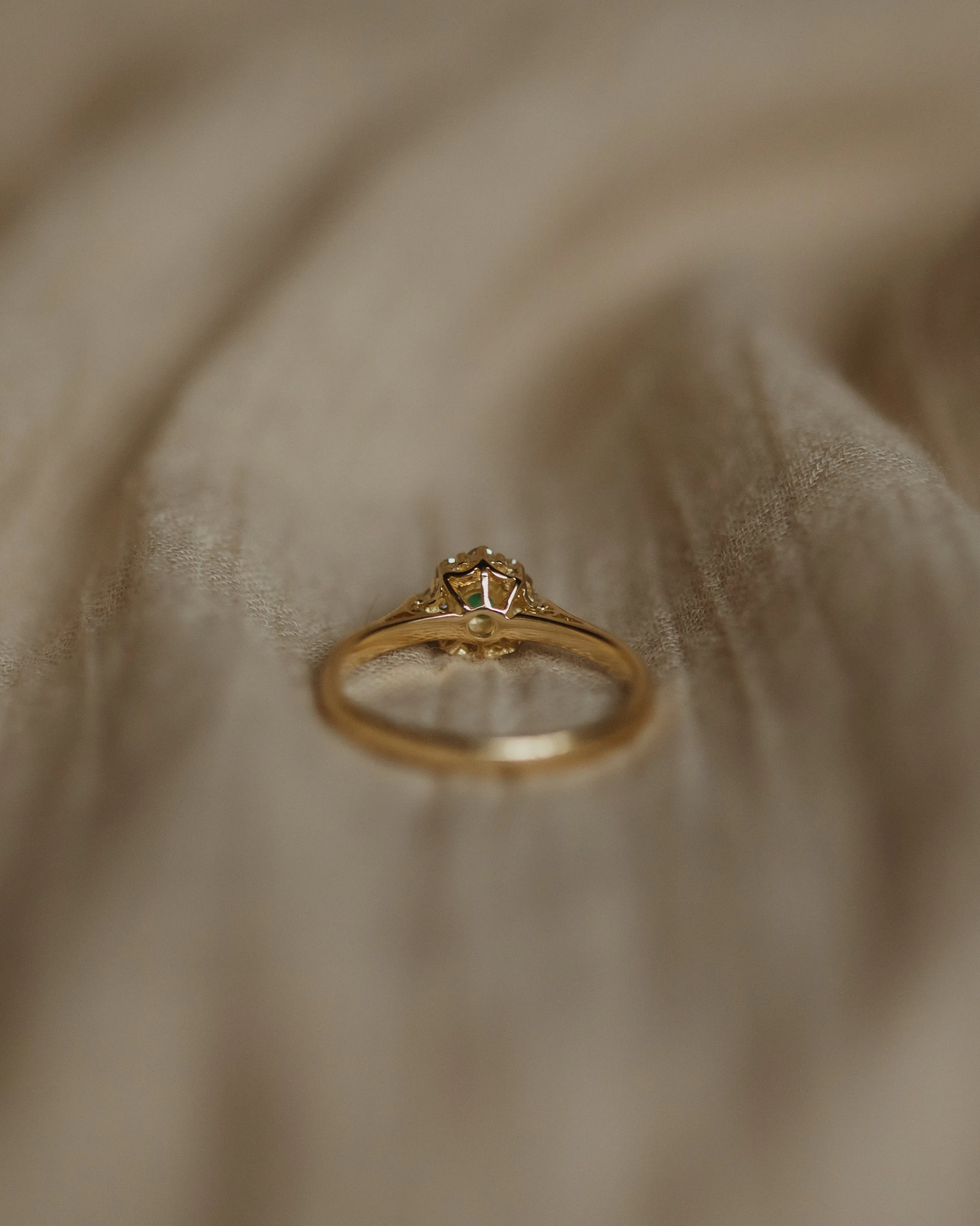 Constance 1986 Vintage 18ct Gold Emerald & Diamond Cluster Ring sold by Rock n Rose product image thumbnail 5