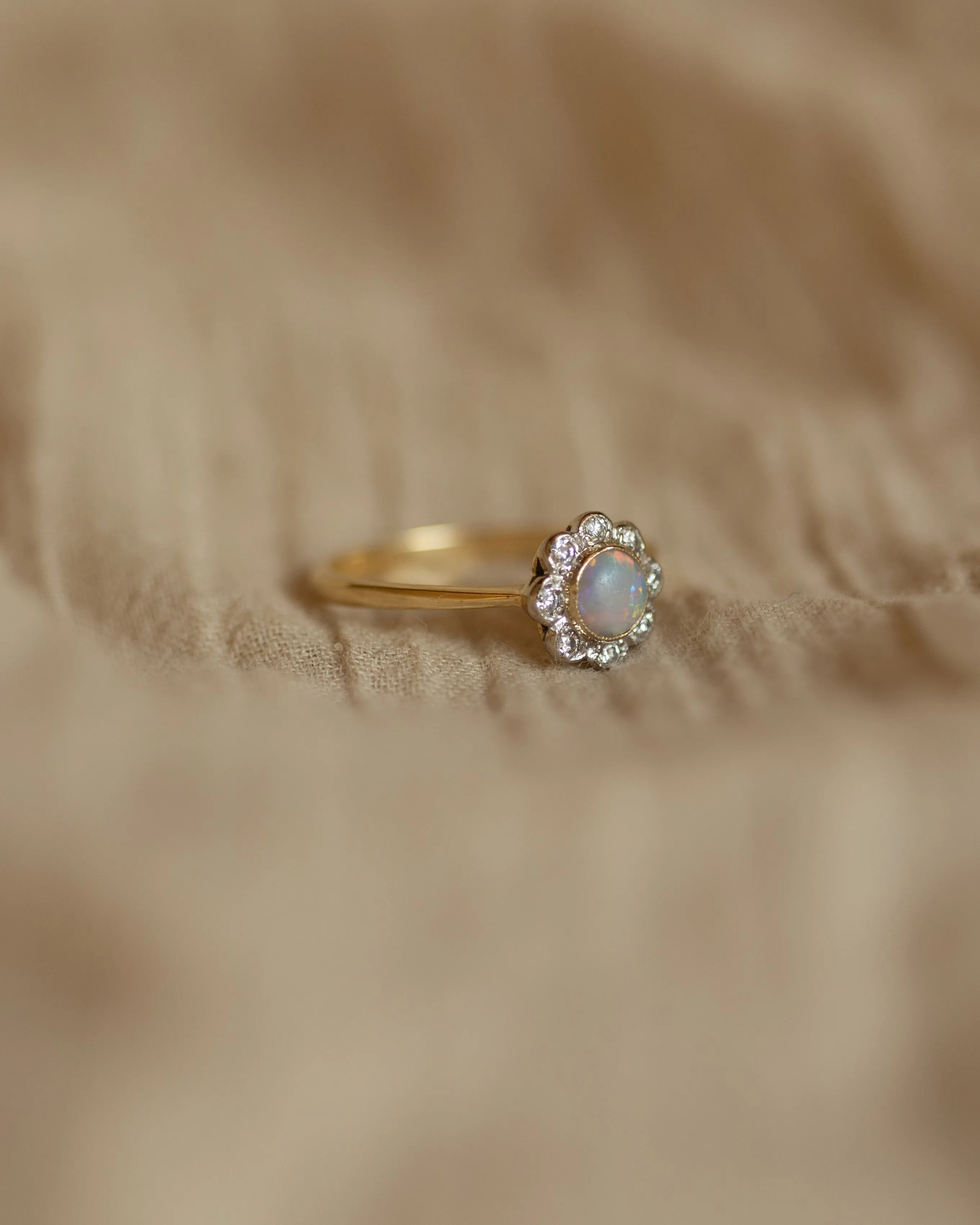 Madeline 1990 Vintage 18ct Gold Opal & Diamond Daisy Cluster Ring sold by Rock n Rose product image thumbnail 4
