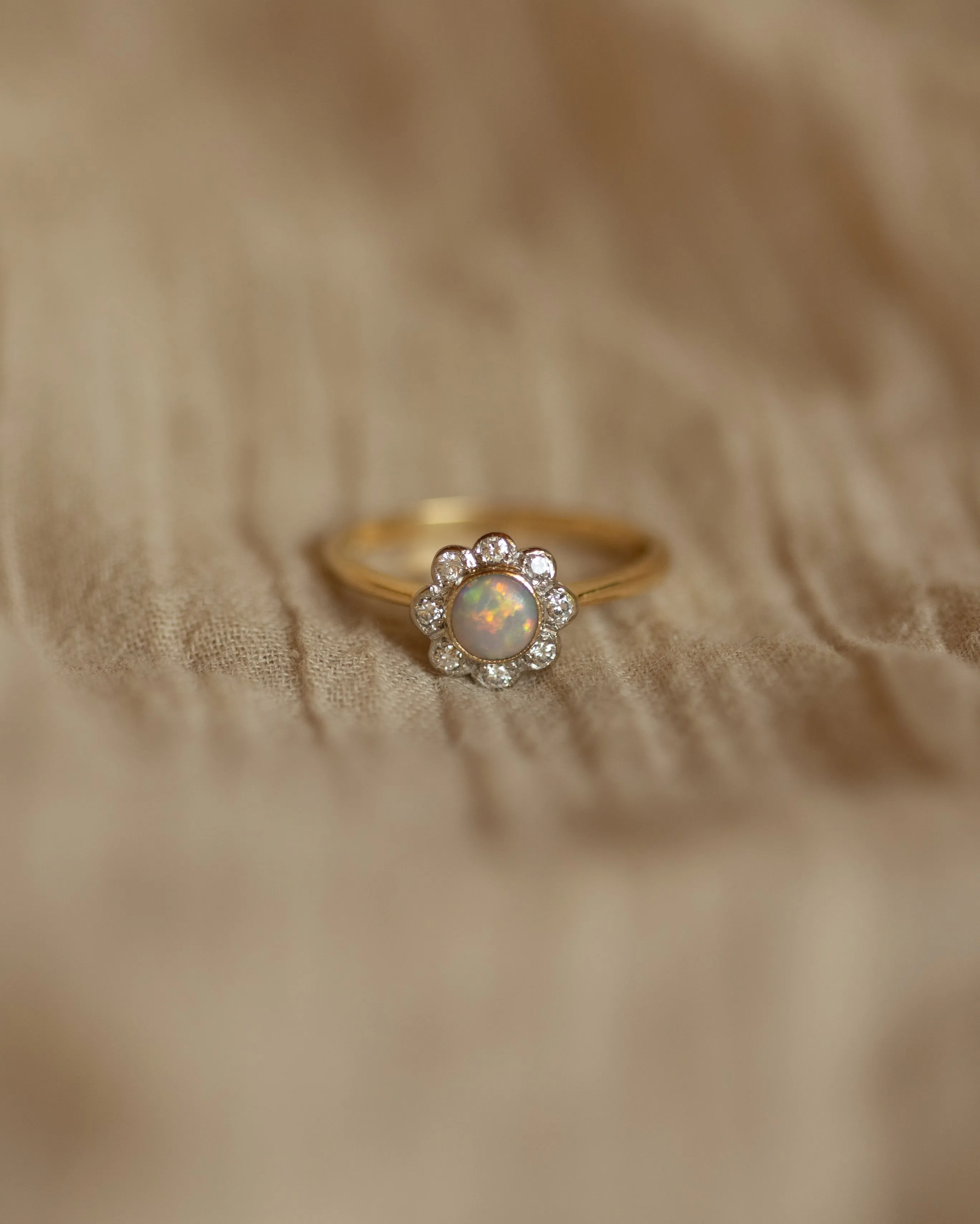Madeline 1990 Vintage 18ct Gold Opal & Diamond Daisy Cluster Ring sold by Rock n Rose product image thumbnail 3