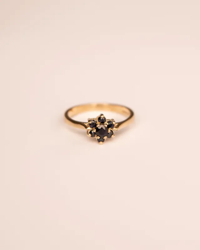Calla 9ct Gold Vintage Sapphire Cluster Ring sold by Rock n Rose