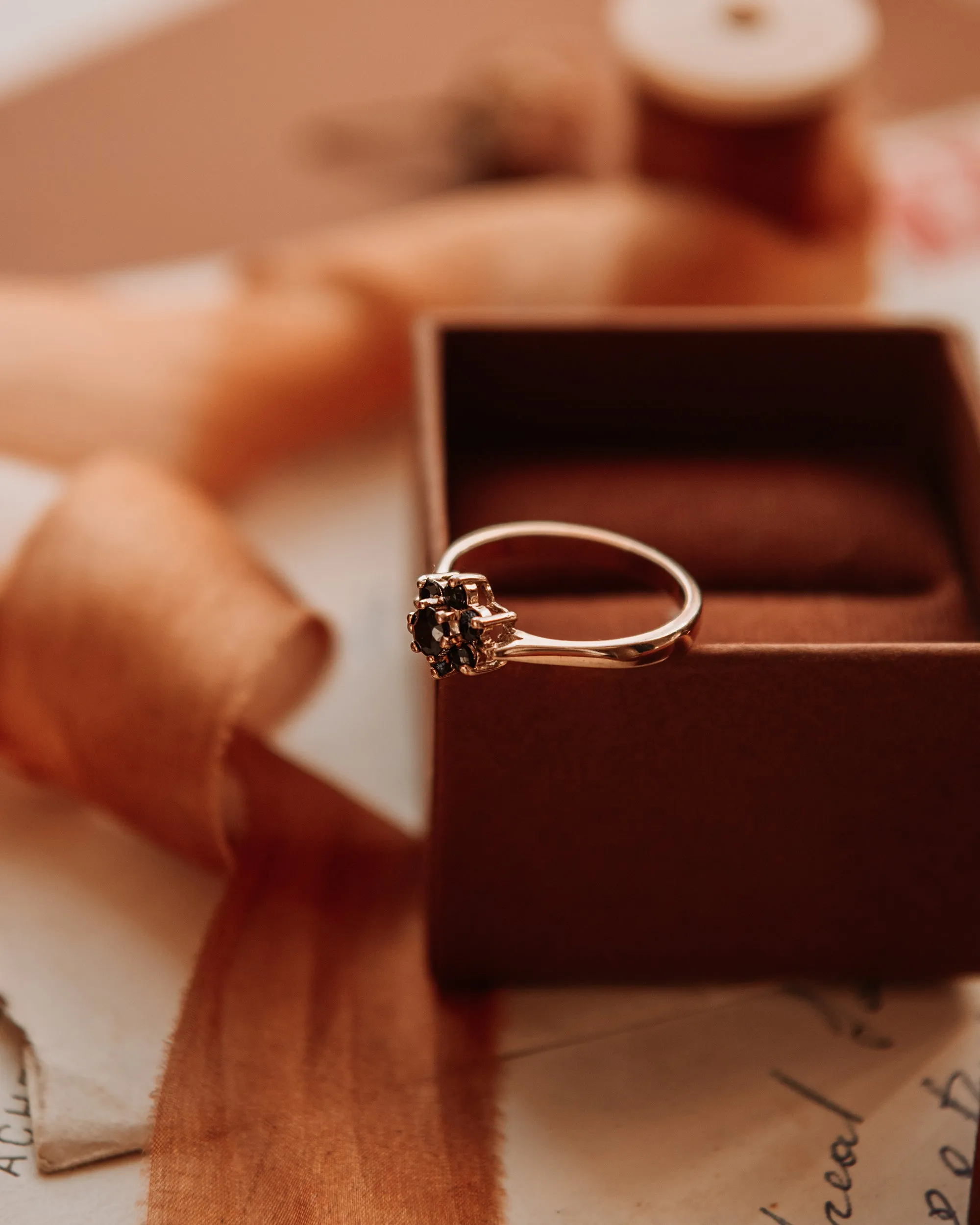 Calla 9ct Gold Vintage Sapphire Cluster Ring sold by Rock n Rose product image thumbnail 5