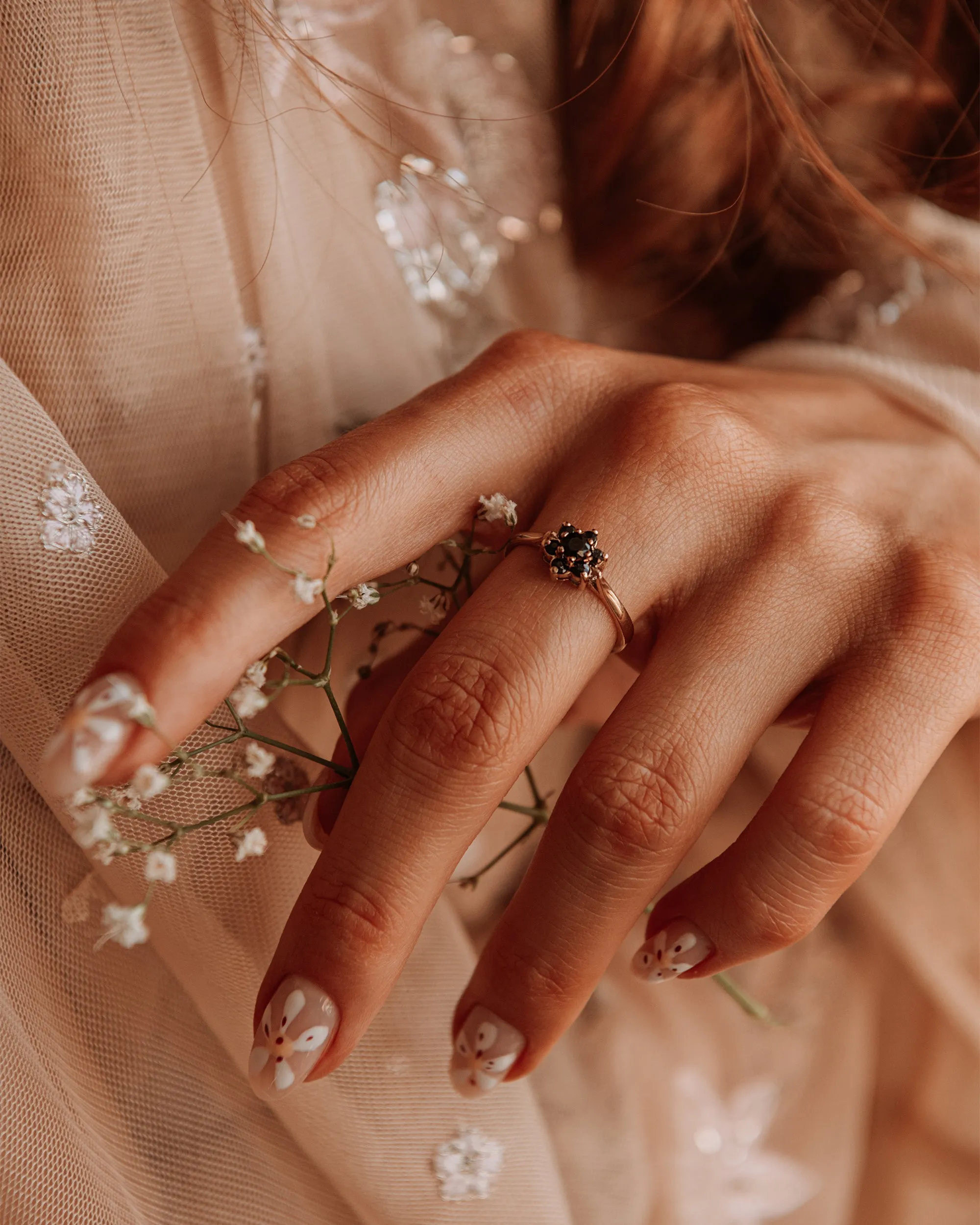 Calla 9ct Gold Vintage Sapphire Cluster Ring sold by Rock n Rose product image thumbnail 2