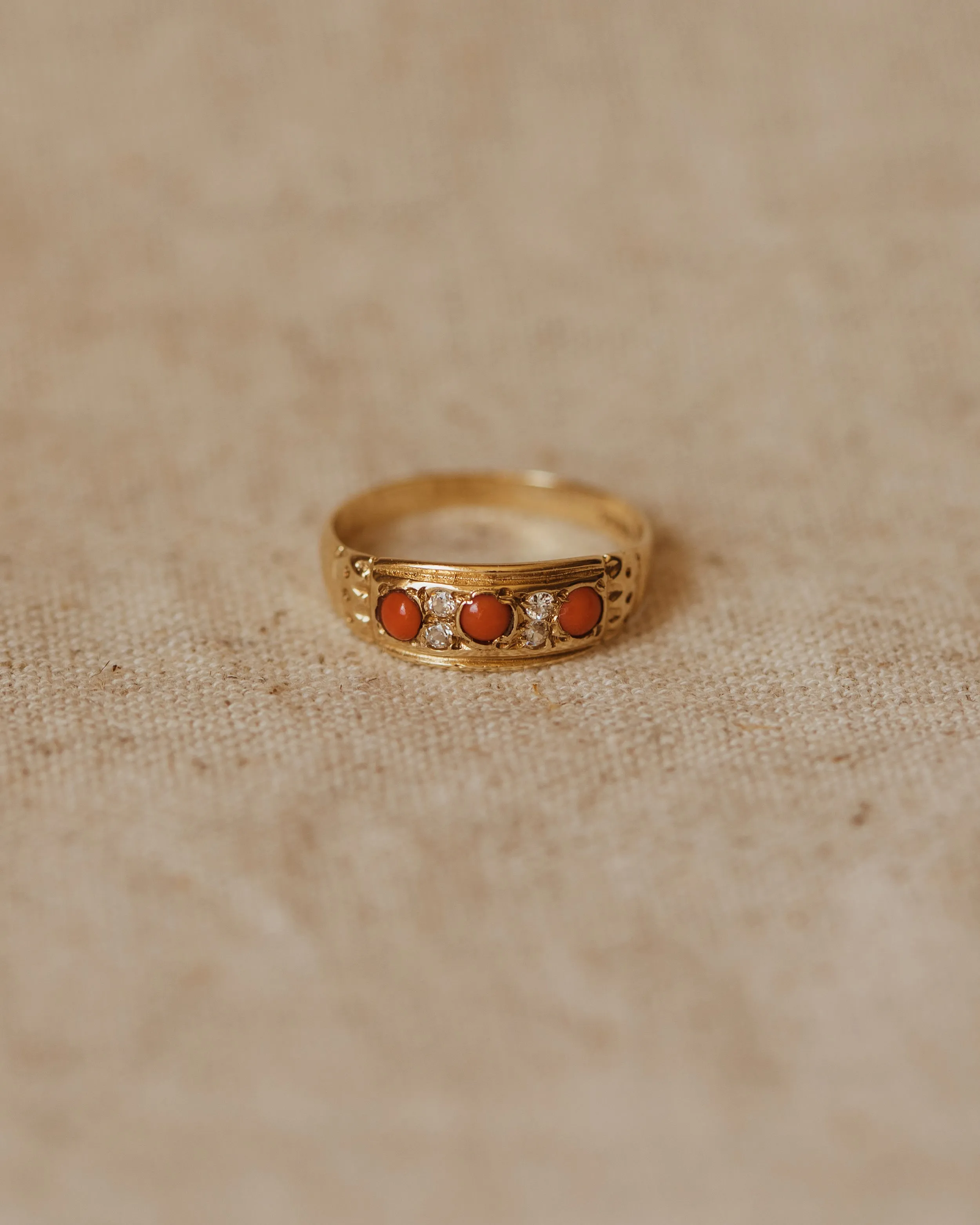 Eliza 1975 9ct Gold Coral & Diamond Ring sold by Rock n Rose product image thumbnail 2