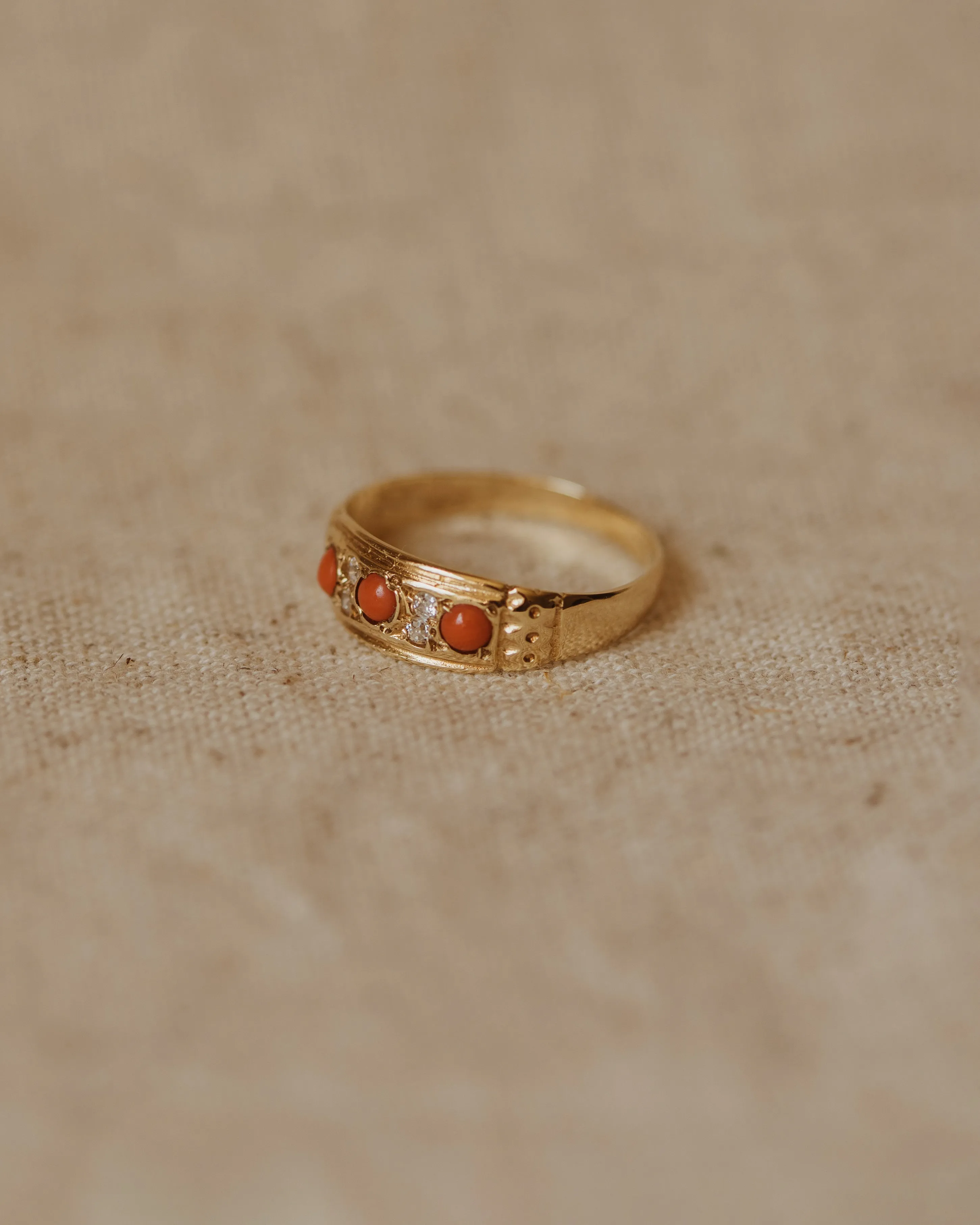 Eliza 1975 9ct Gold Coral & Diamond Ring sold by Rock n Rose product image thumbnail 4