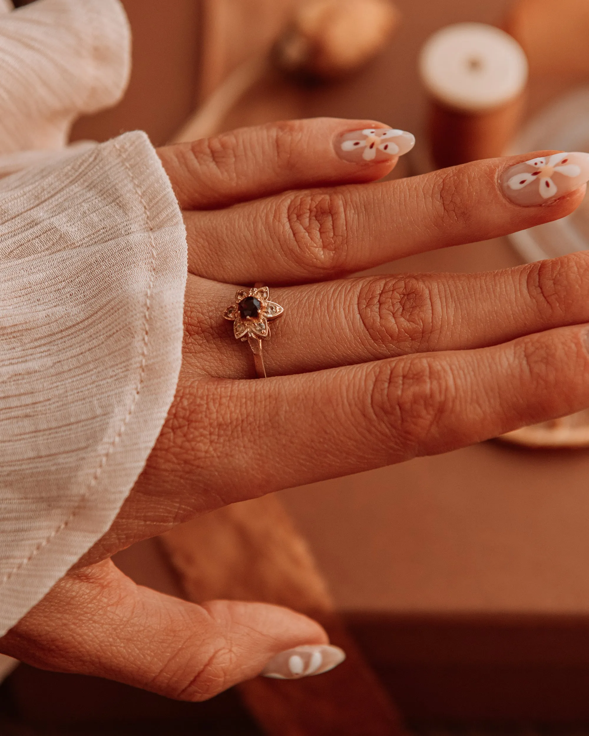 Dahlia 9ct Gold Garnet Flower Ring sold by Rock n Rose product image thumbnail 2