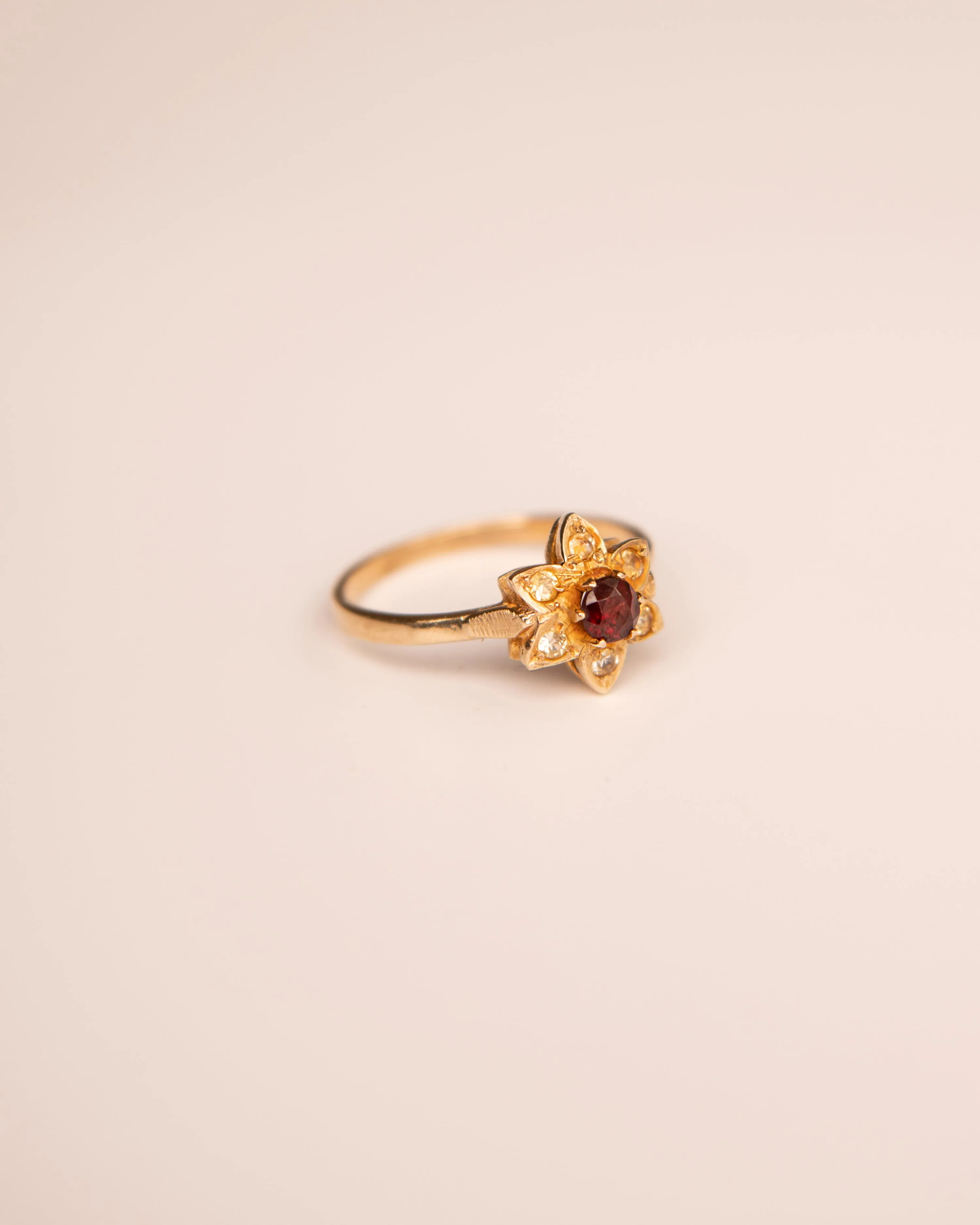 Dahlia 9ct Gold Garnet Flower Ring sold by Rock n Rose product image thumbnail 4