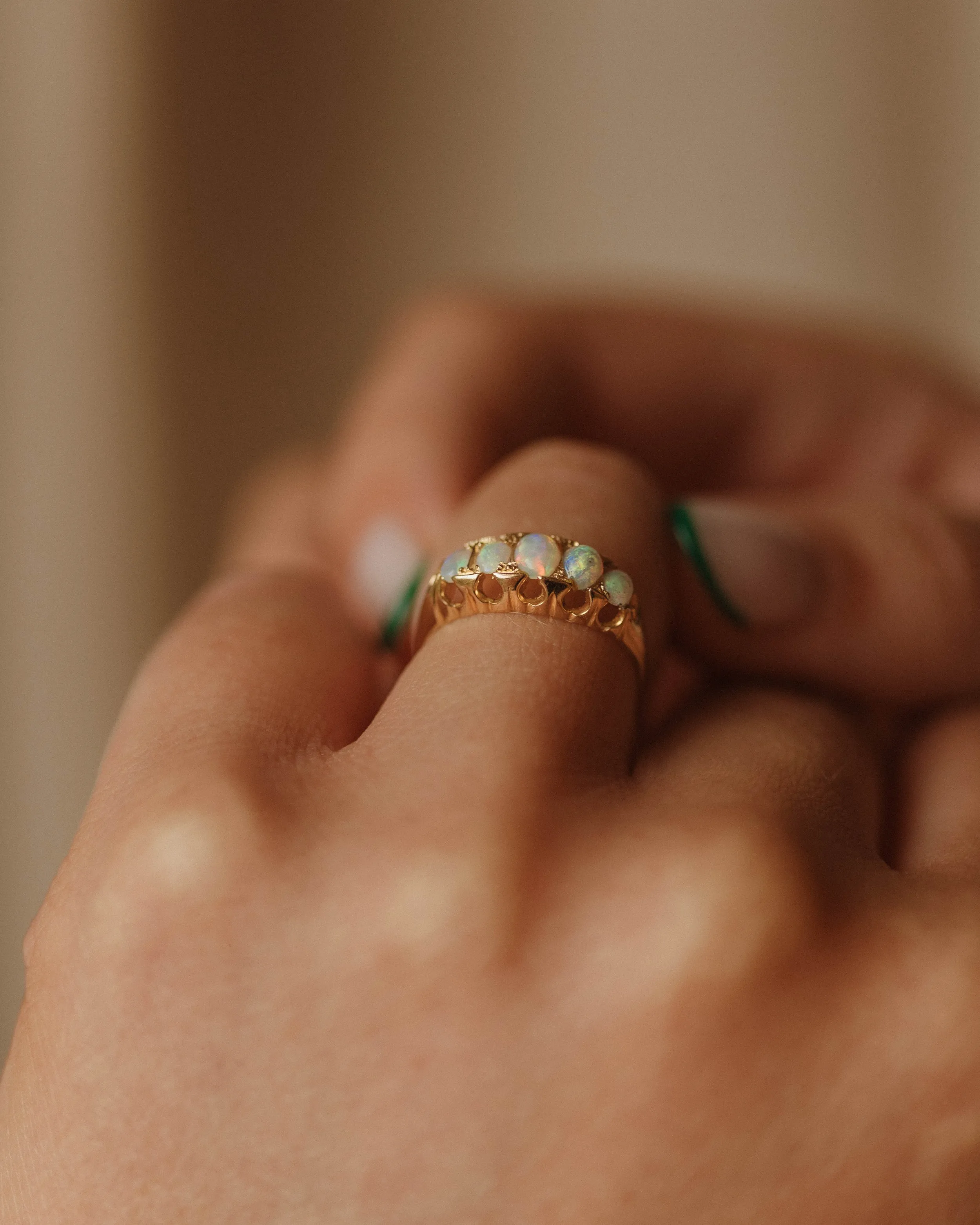 Alexandra Antique 18ct Gold Five Stone Opal Ring sold by Rock n Rose product image thumbnail 2
