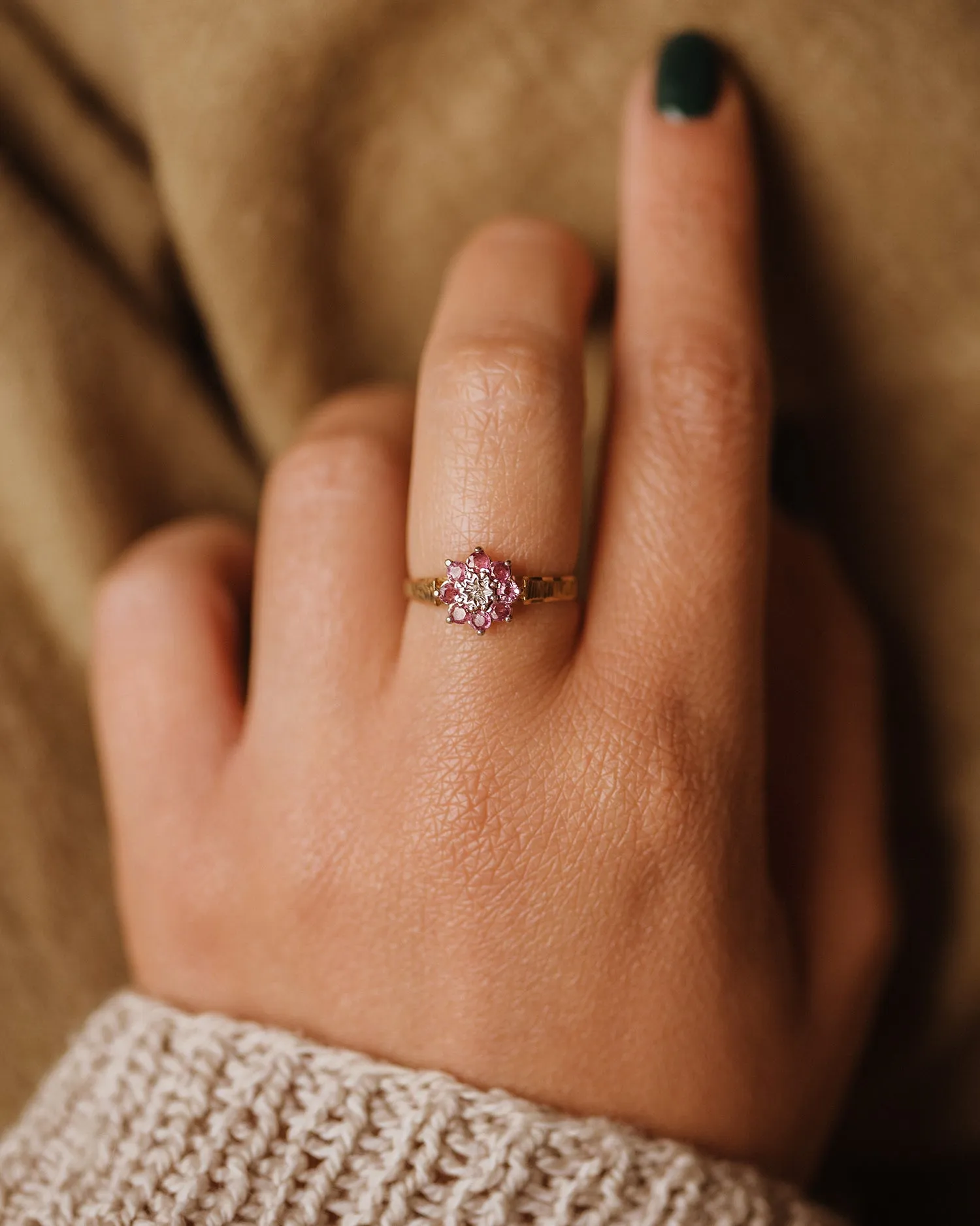 Rosalind Vintage 9ct Gold Ruby & Diamond Ring sold by Rock n Rose