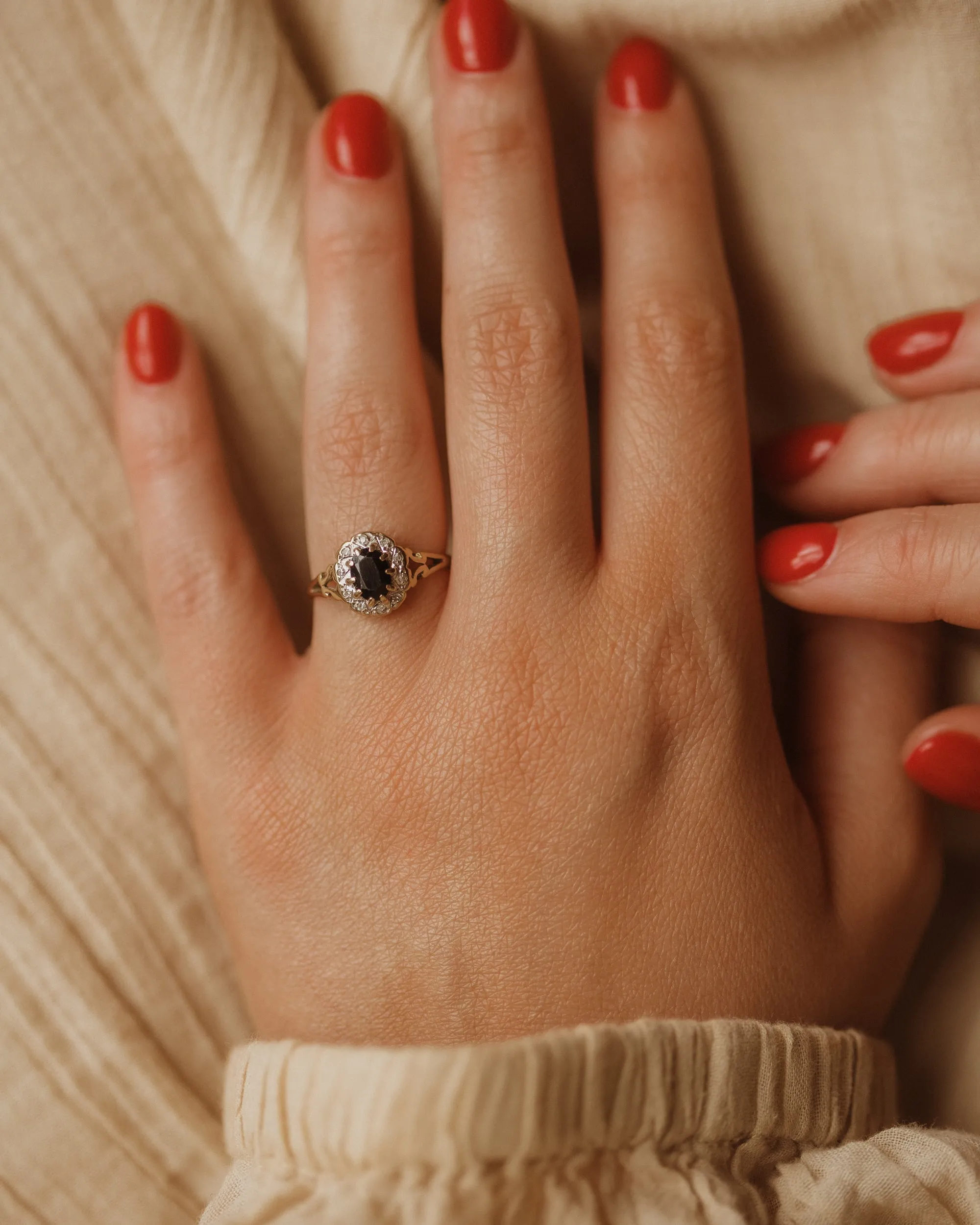 Vera Vintage 9ct Gold Sapphire & Diamond Ring sold by Rock n Rose