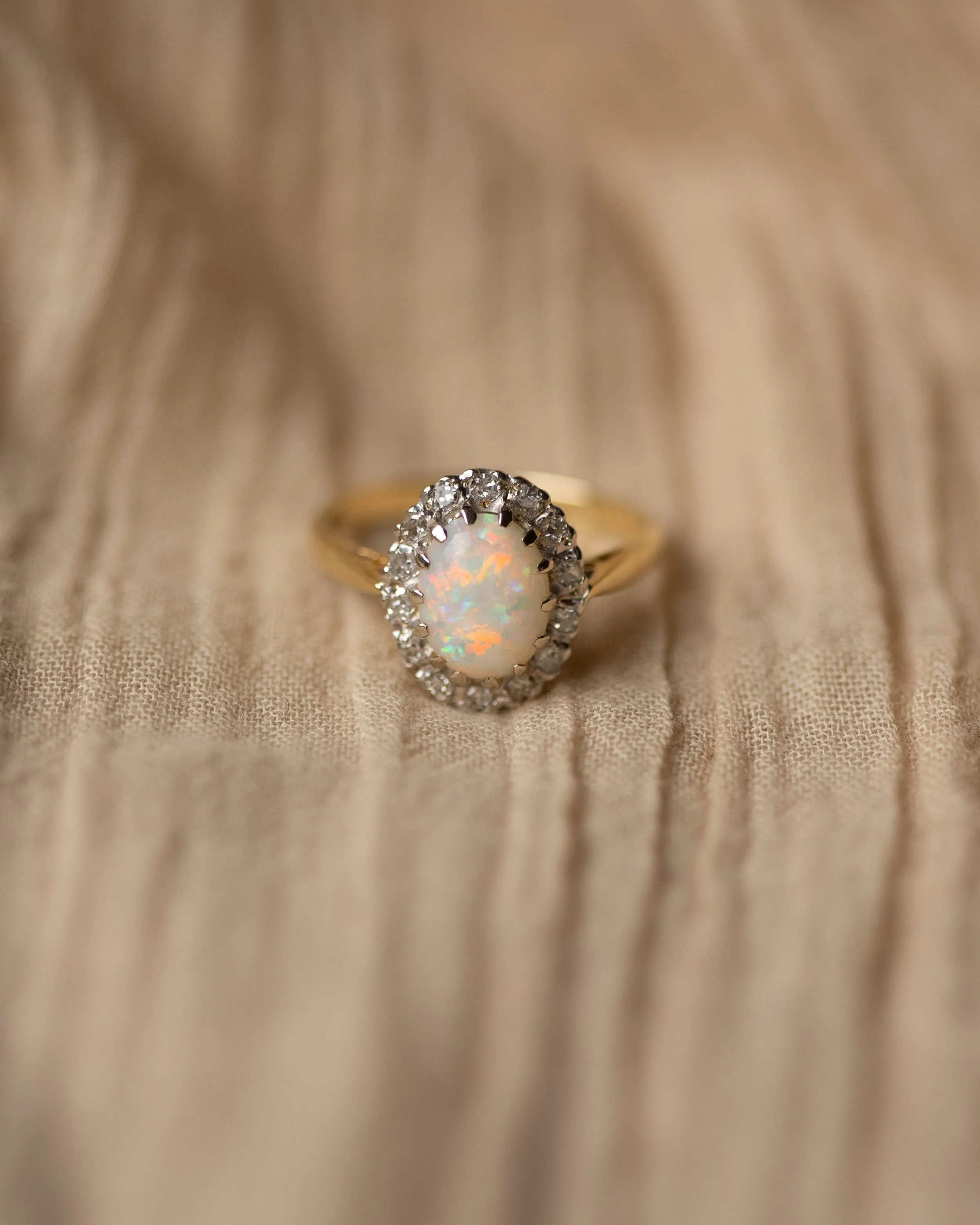 Flora 1975 Vintage 18ct Gold Opal & Diamond Cluster Ring sold by Rock n Rose product image thumbnail 3