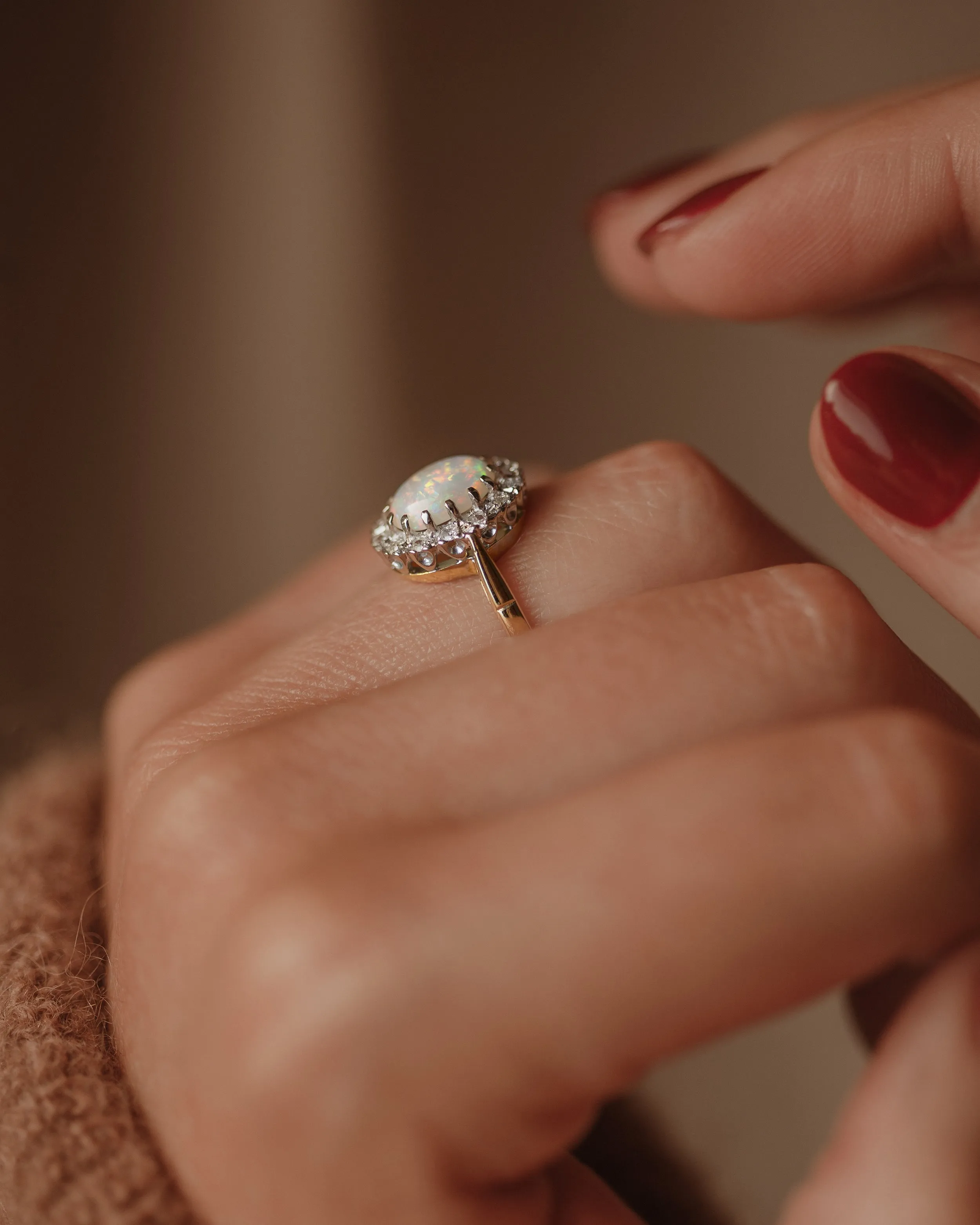 Flora 1975 Vintage 18ct Gold Opal & Diamond Cluster Ring sold by Rock n Rose product image thumbnail 2