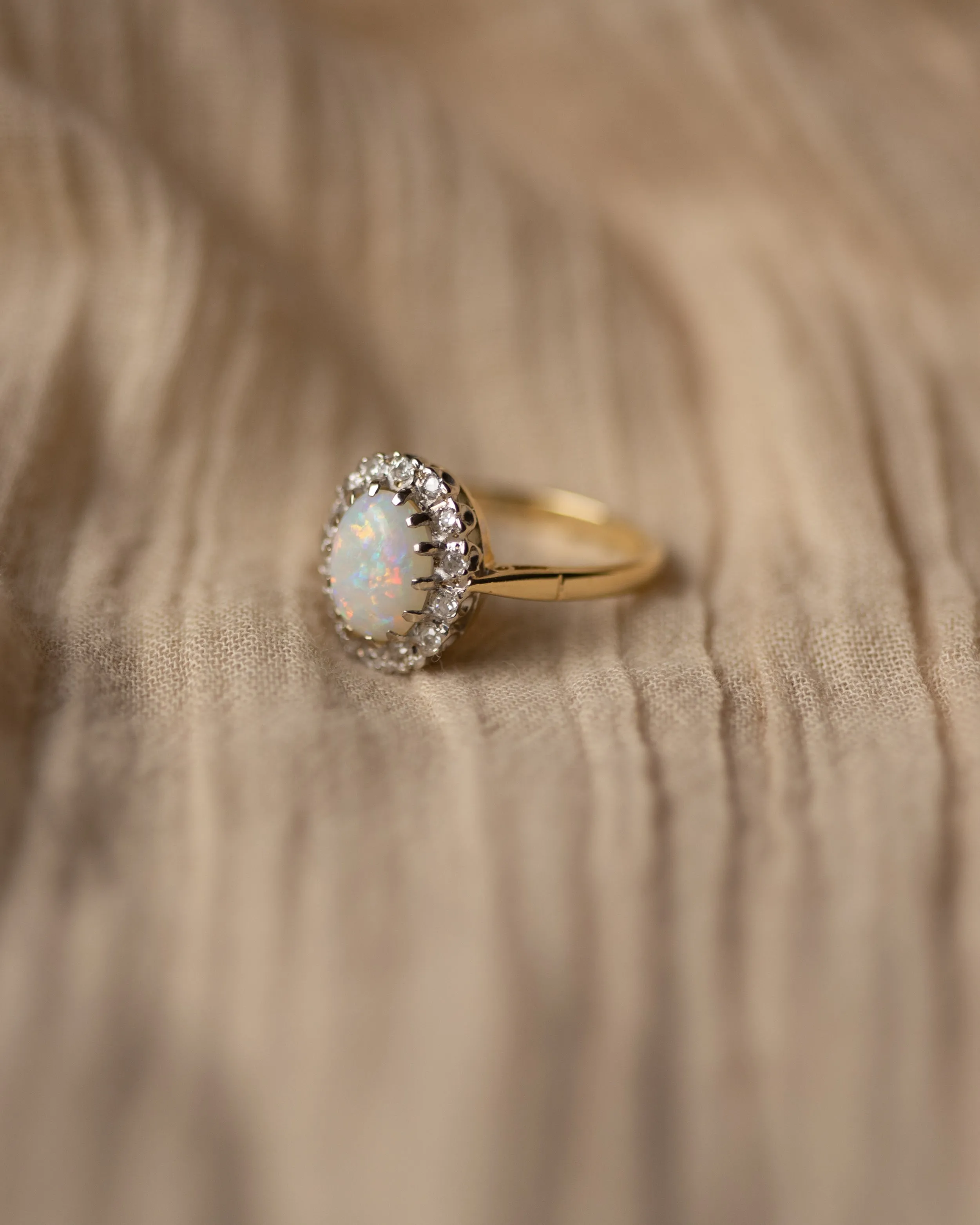 Flora 1975 Vintage 18ct Gold Opal & Diamond Cluster Ring sold by Rock n Rose product image thumbnail 4