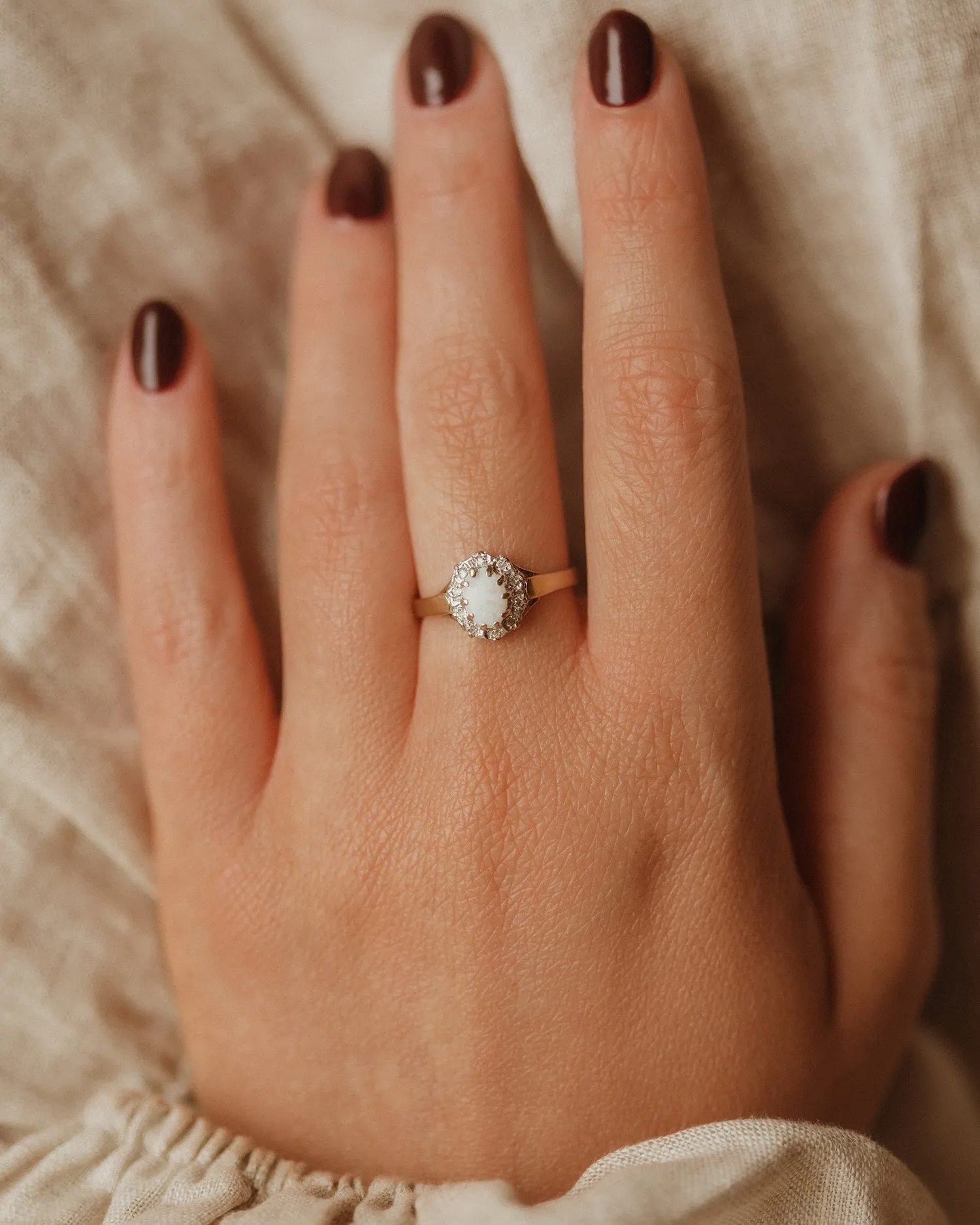 Rosemary 9ct Gold Opal & Diamond Ring sold by Rock n Rose