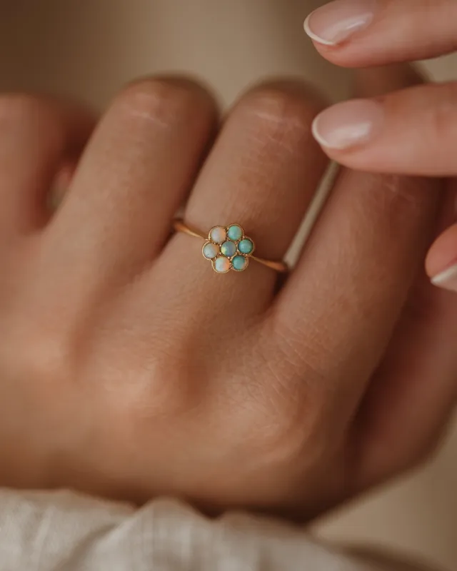 Bessie Vintage 18ct Gold Opal Cluster Ring sold by Rock n Rose
