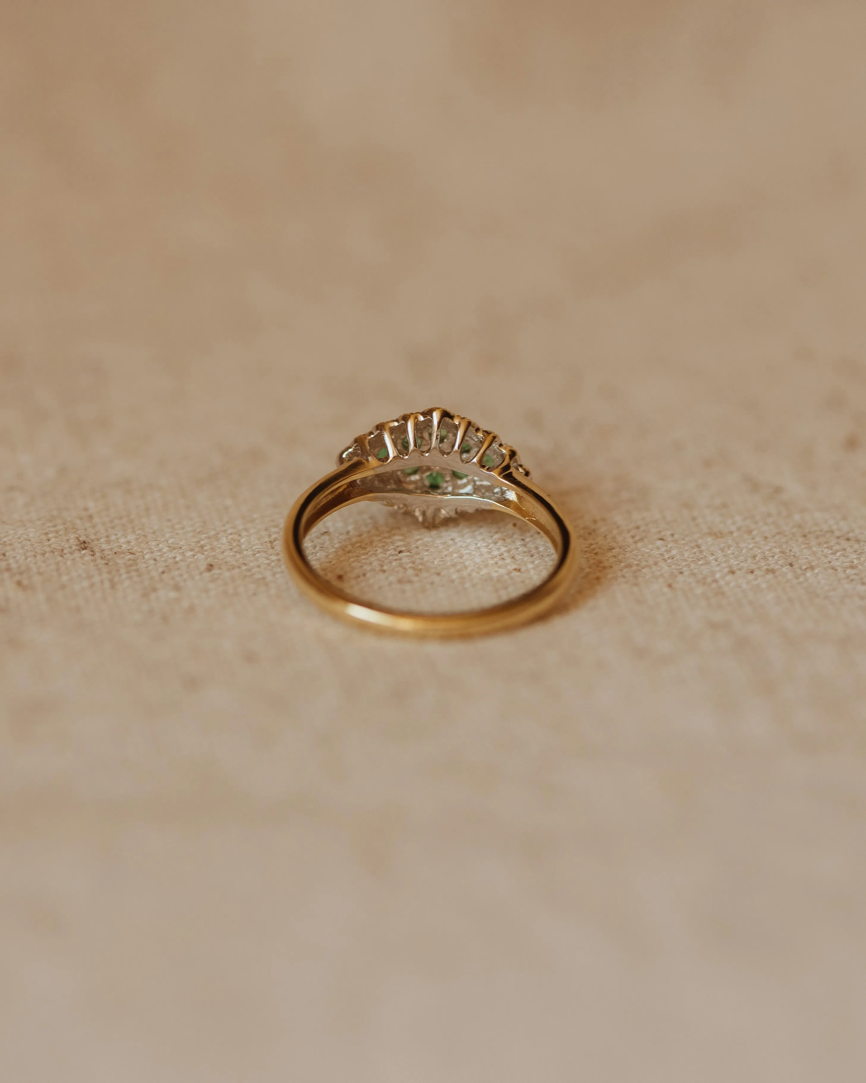 Eugenie Vintage 9ct Gold Emerald & Diamond Cluster Ring sold by Rock n Rose product image thumbnail 4