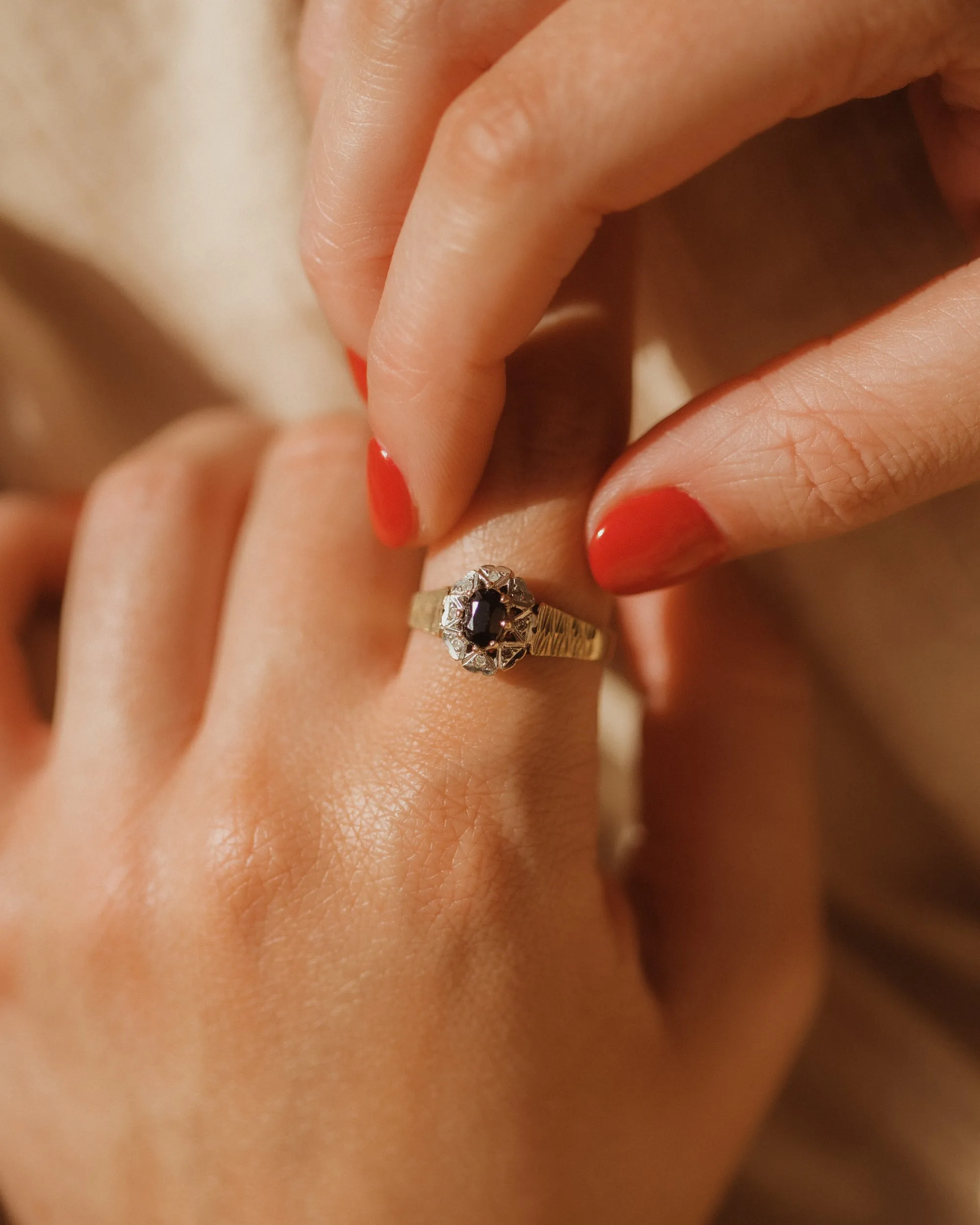 Nell Vintage 9ct Gold Sapphire & Diamond Ring sold by Rock n Rose product image thumbnail 2