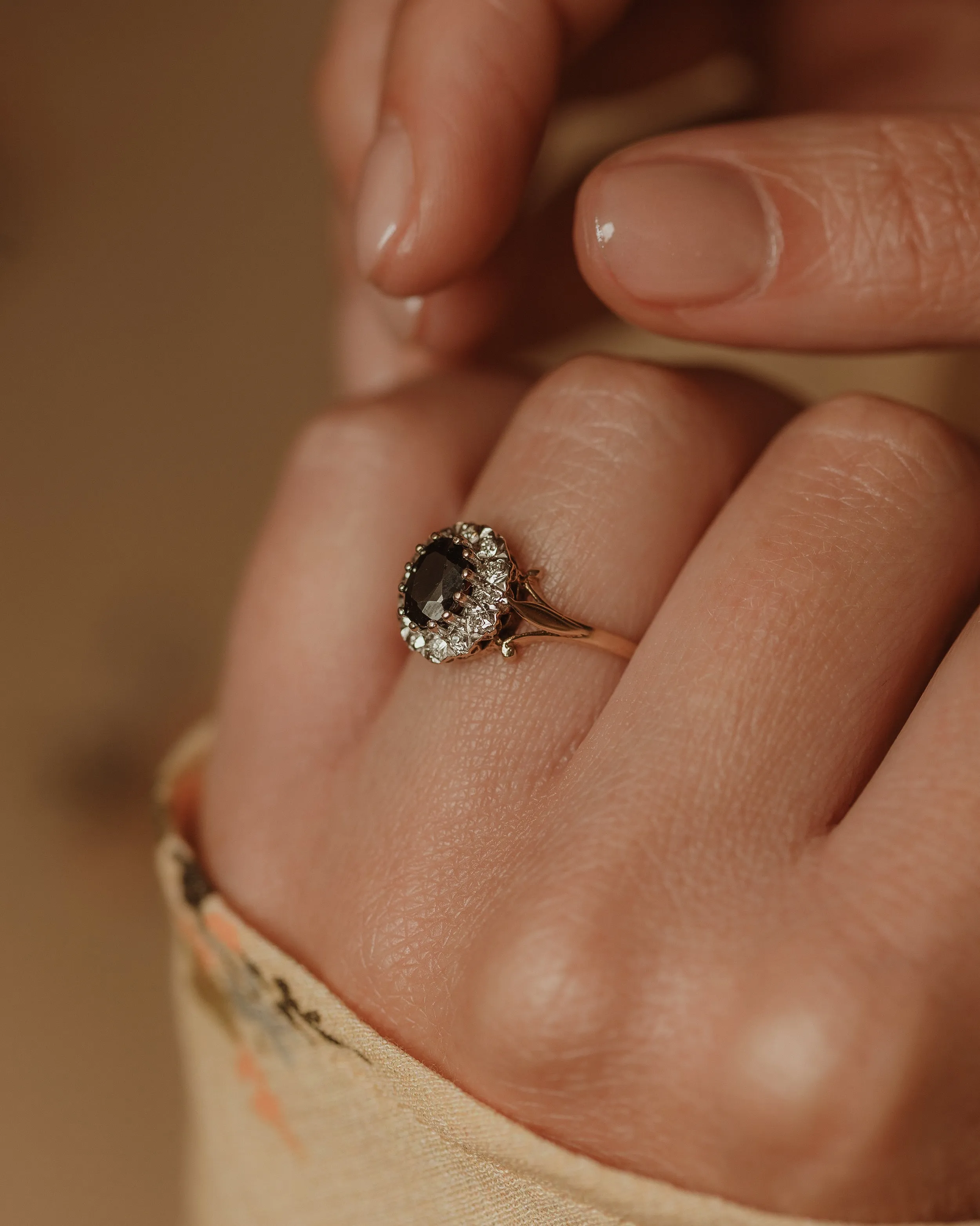 Artemis 1989 Vintage 9ct Gold Sapphire & Diamond Cluster Ring sold by Rock n Rose product image thumbnail 2