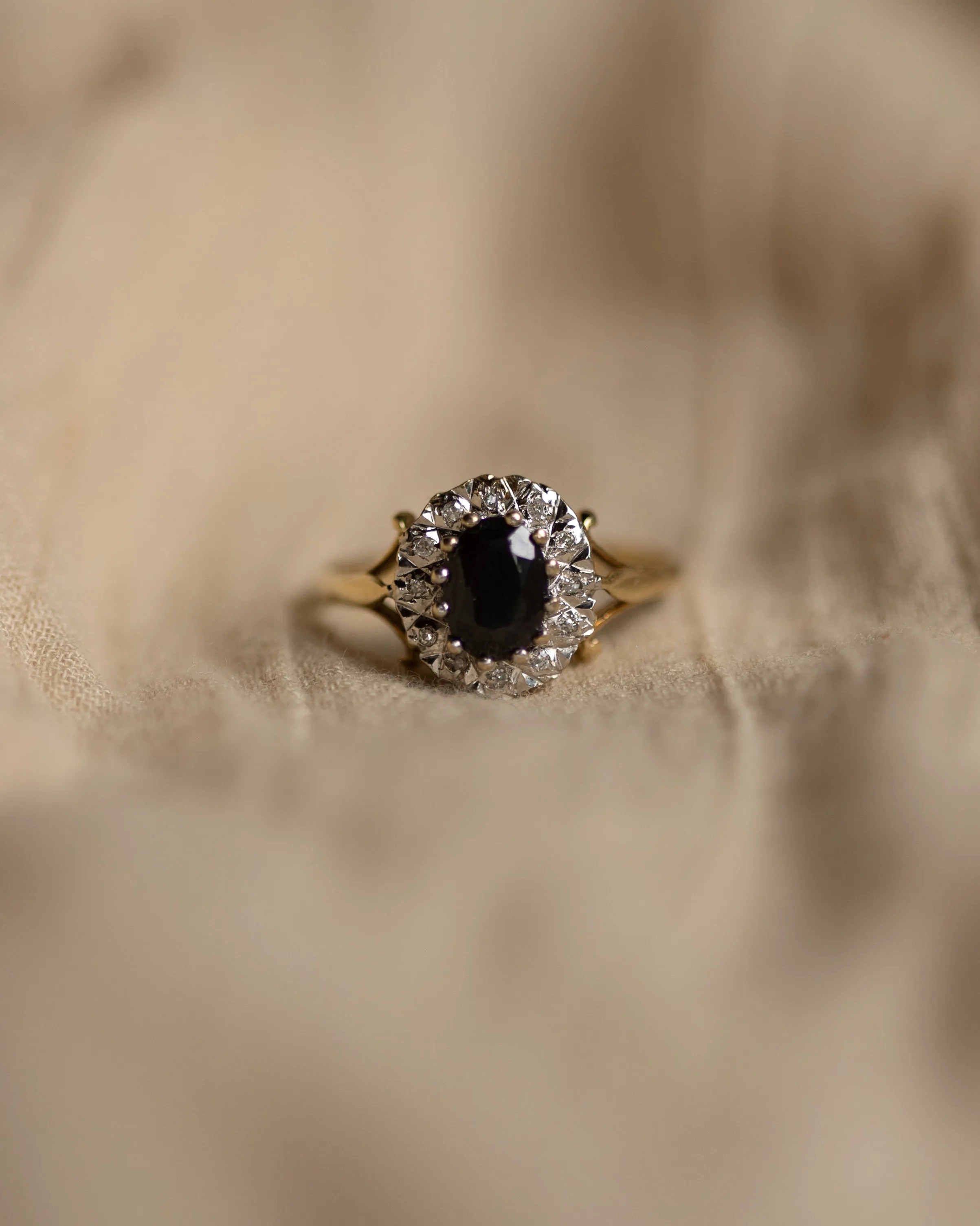 Artemis 1989 Vintage 9ct Gold Sapphire & Diamond Cluster Ring sold by Rock n Rose product image thumbnail 3