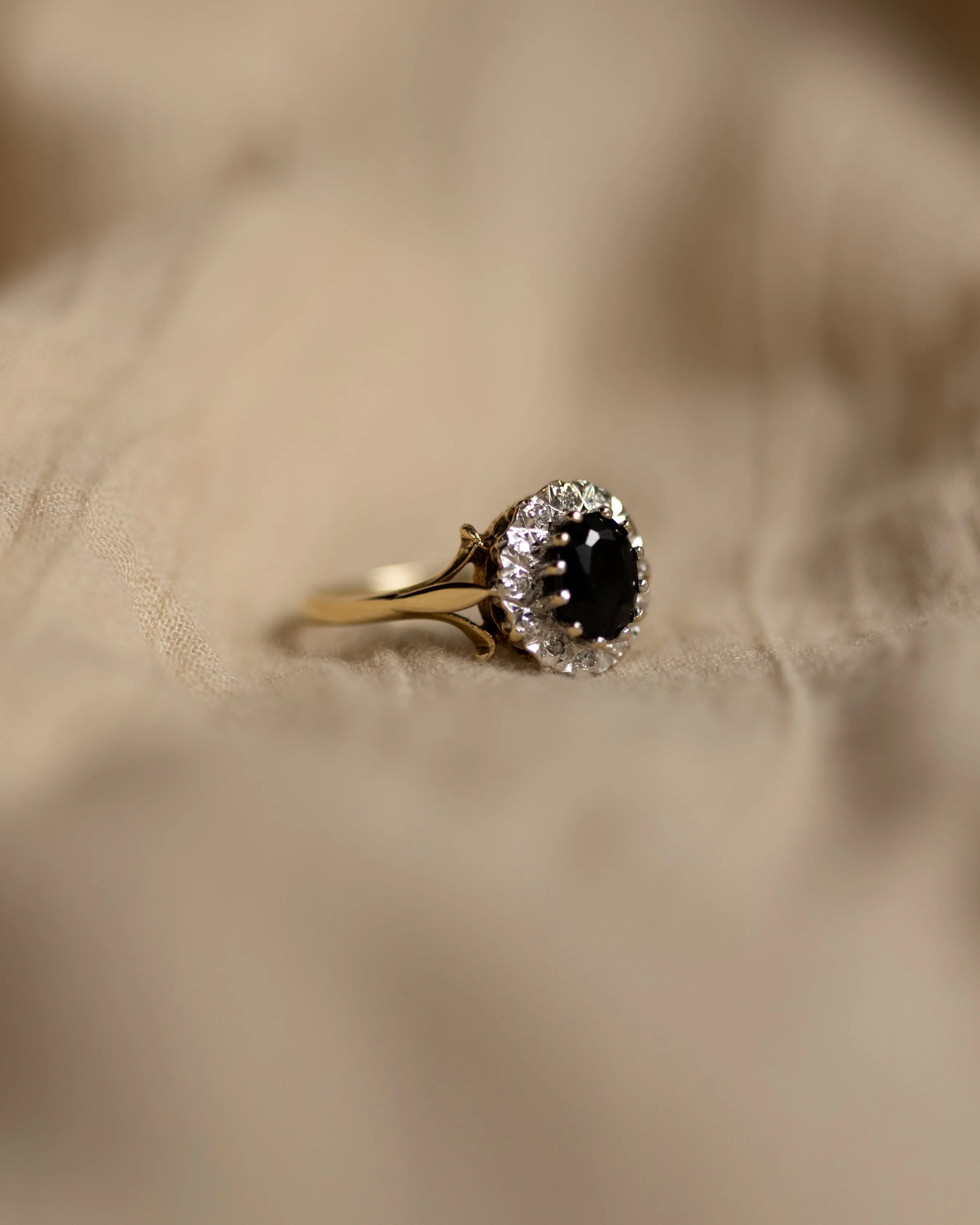 Artemis 1989 Vintage 9ct Gold Sapphire & Diamond Cluster Ring sold by Rock n Rose product image thumbnail 4