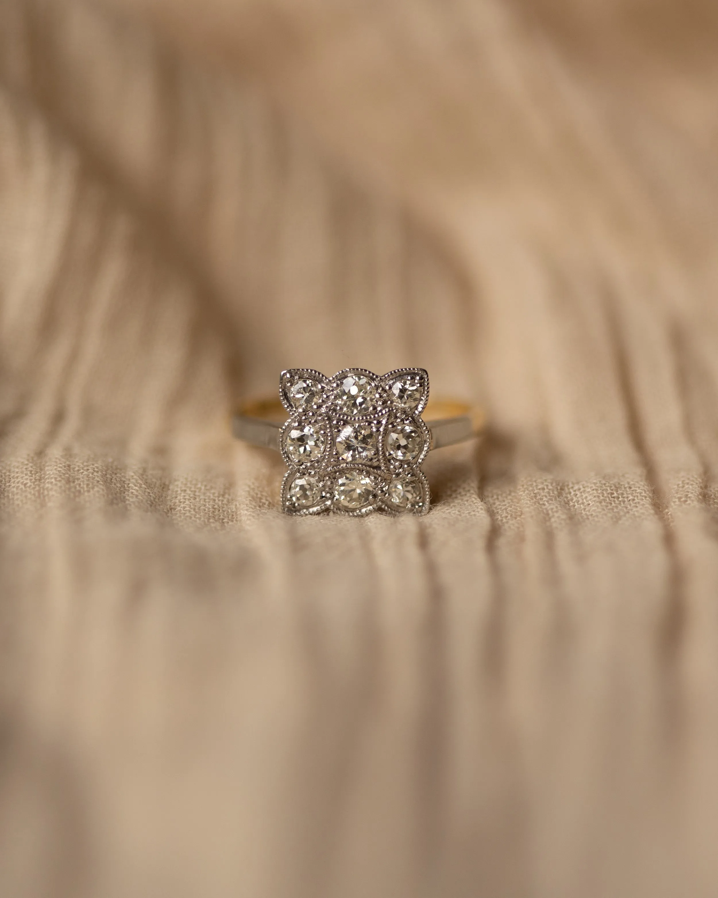Alberta Antique Art Deco 18ct Gold Diamond Cluster Ring sold by Rock n Rose product image thumbnail 3