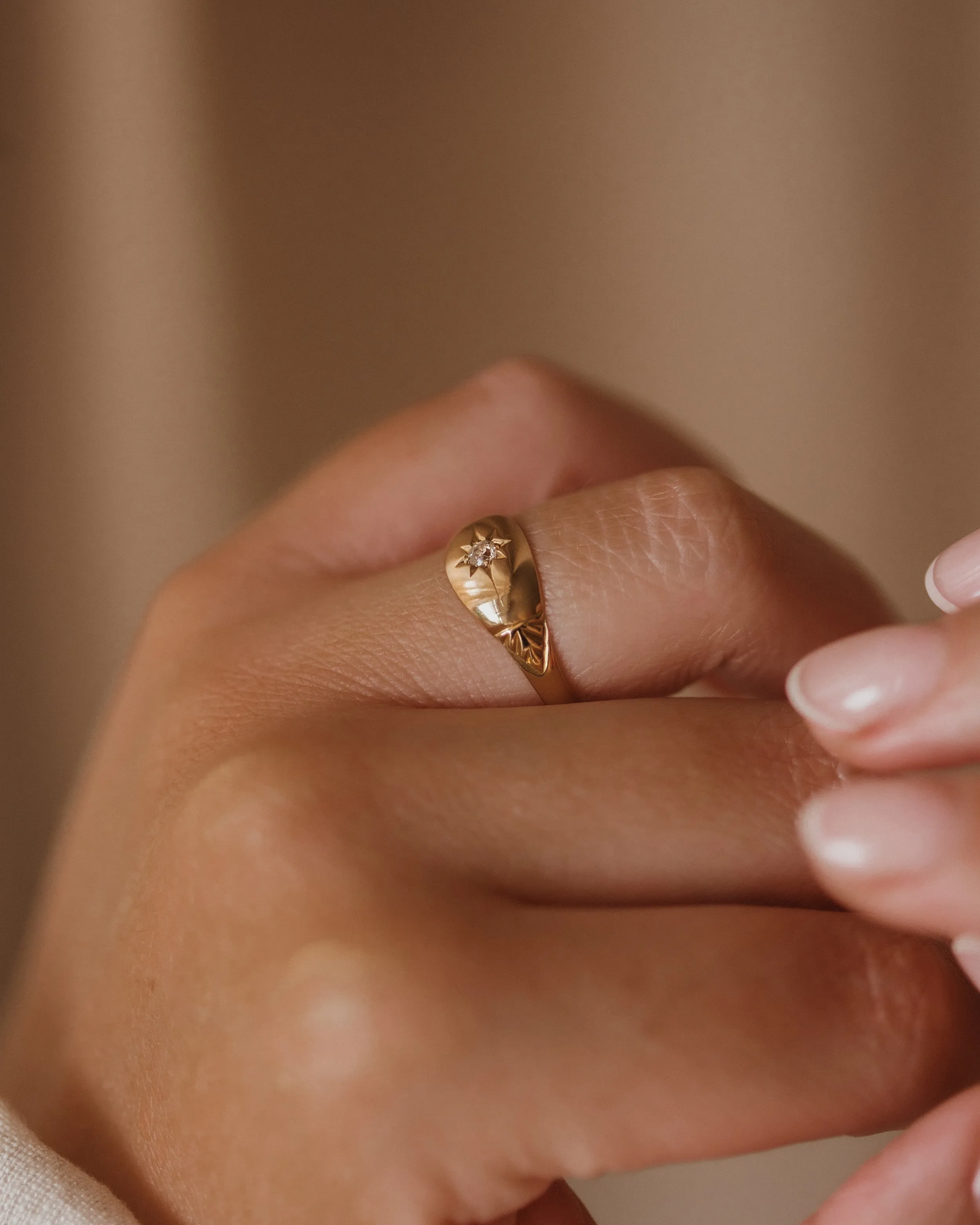 Tillie 1904 Edwardian 18ct Gold Star Set Diamond Ring sold by Rock n Rose product image thumbnail 3