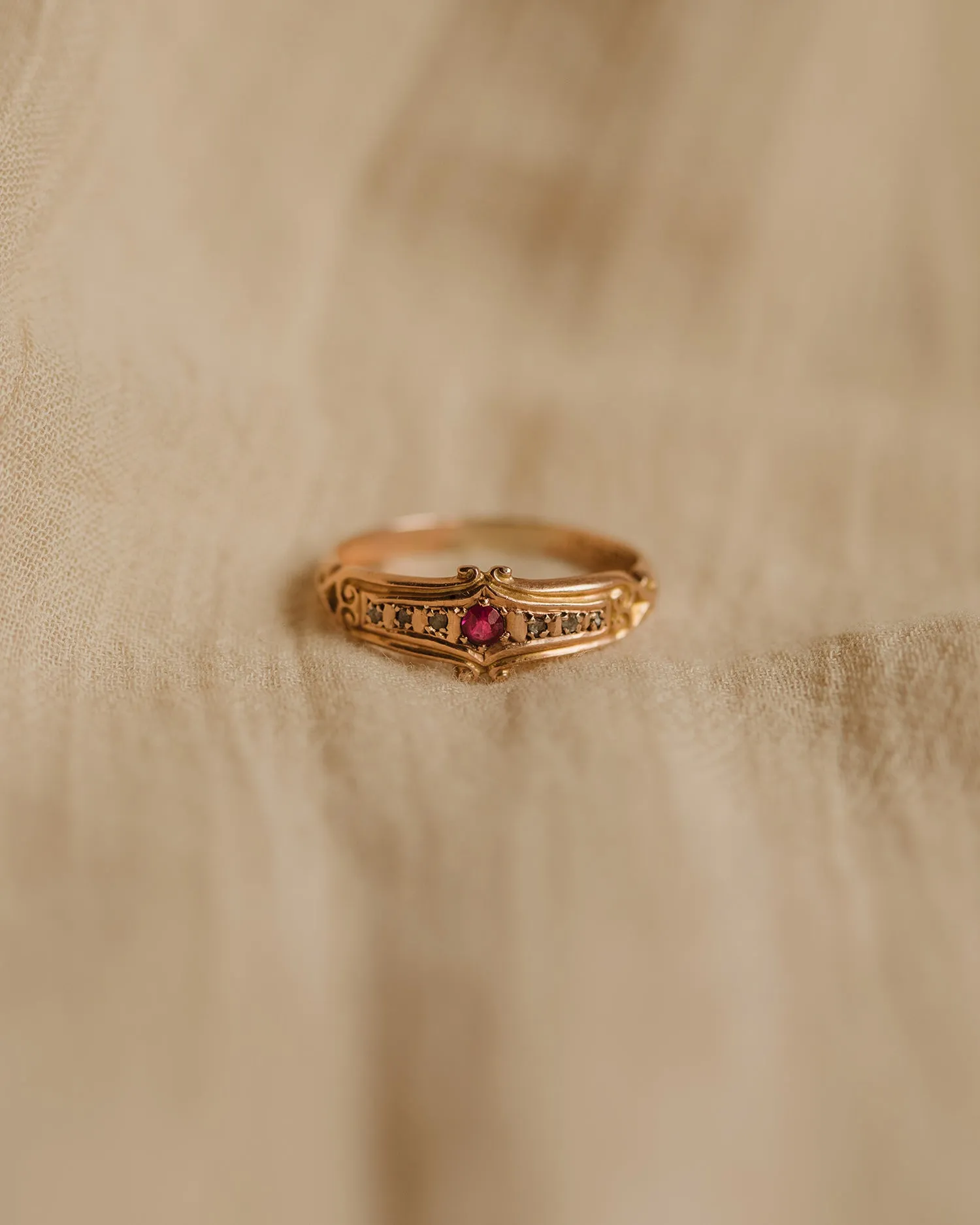 Beryl 1915 9ct Gold Ruby & Diamond Ring sold by Rock n Rose product image thumbnail 2
