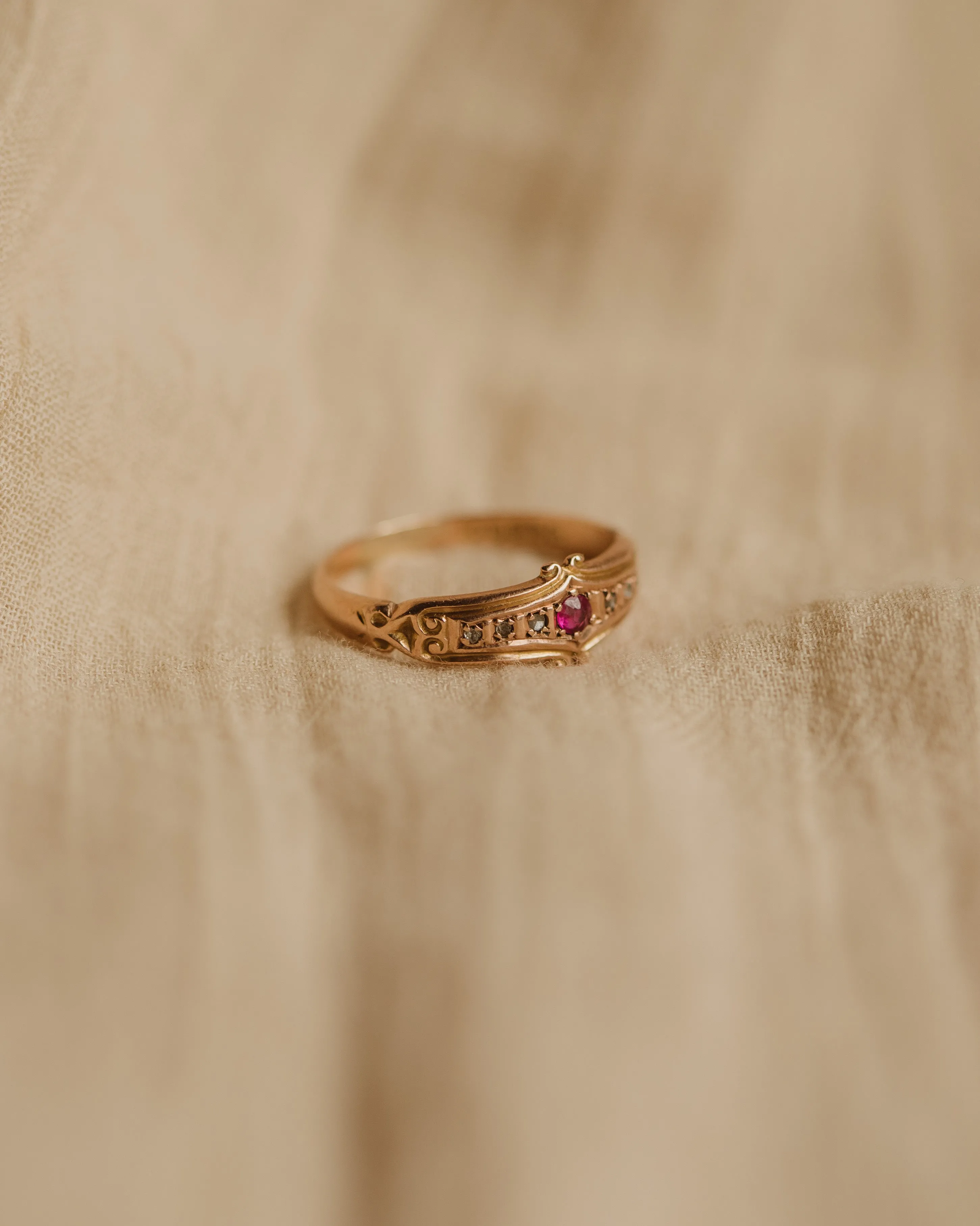 Beryl 1915 9ct Gold Ruby & Diamond Ring sold by Rock n Rose product image thumbnail 3