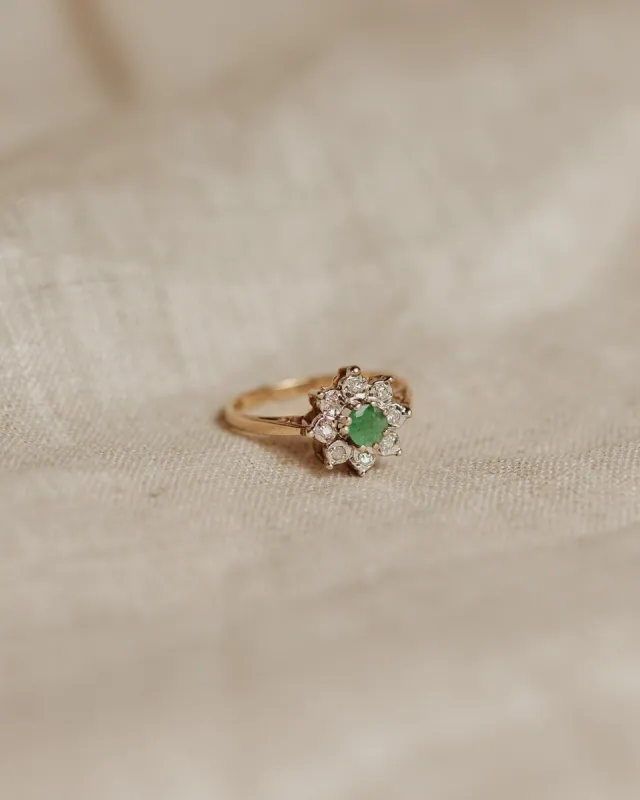 Winifred 9ct Gold Emerald & Diamond Ring sold by Rock n Rose