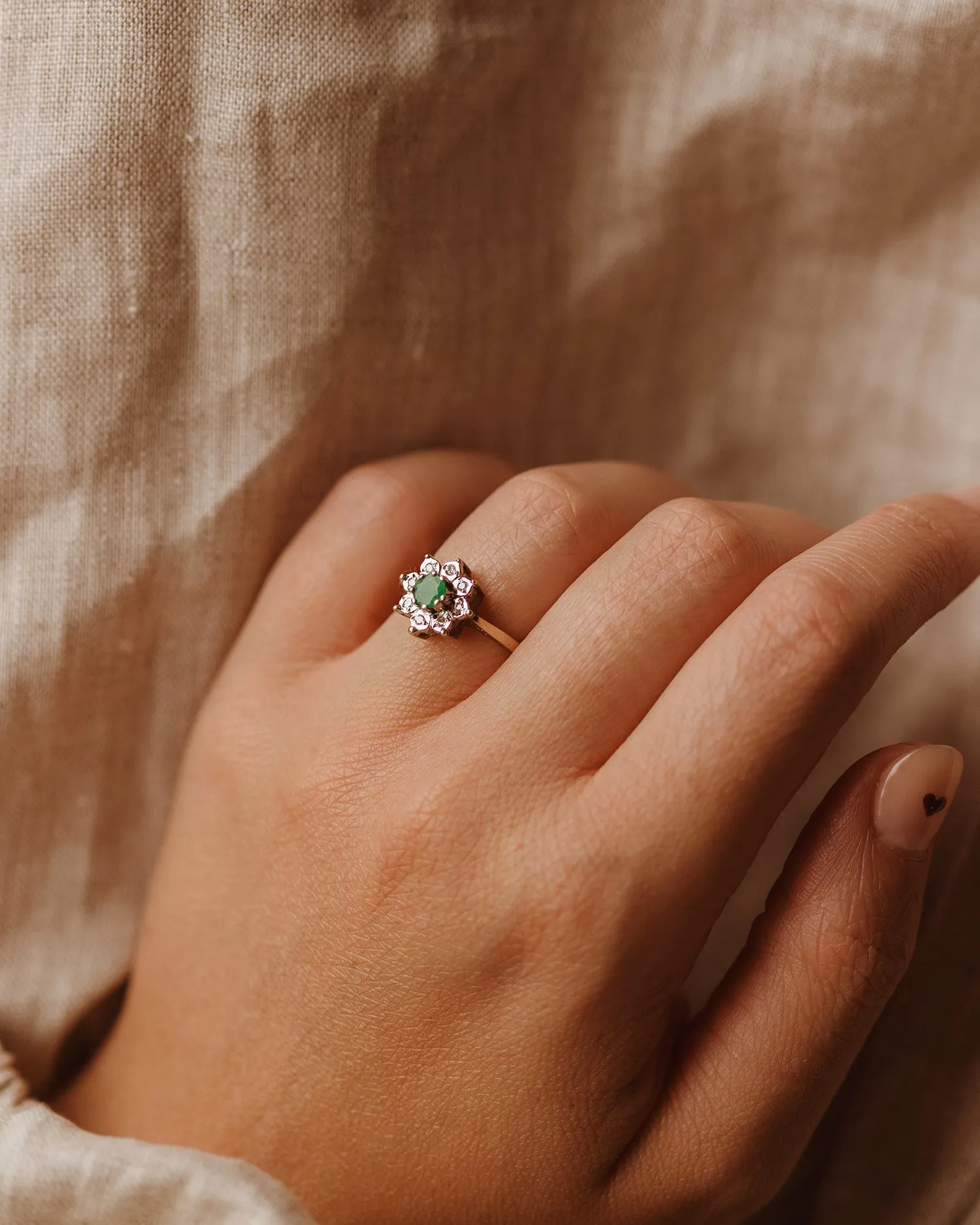 Winifred 9ct Gold Emerald & Diamond Ring sold by Rock n Rose product image thumbnail 2