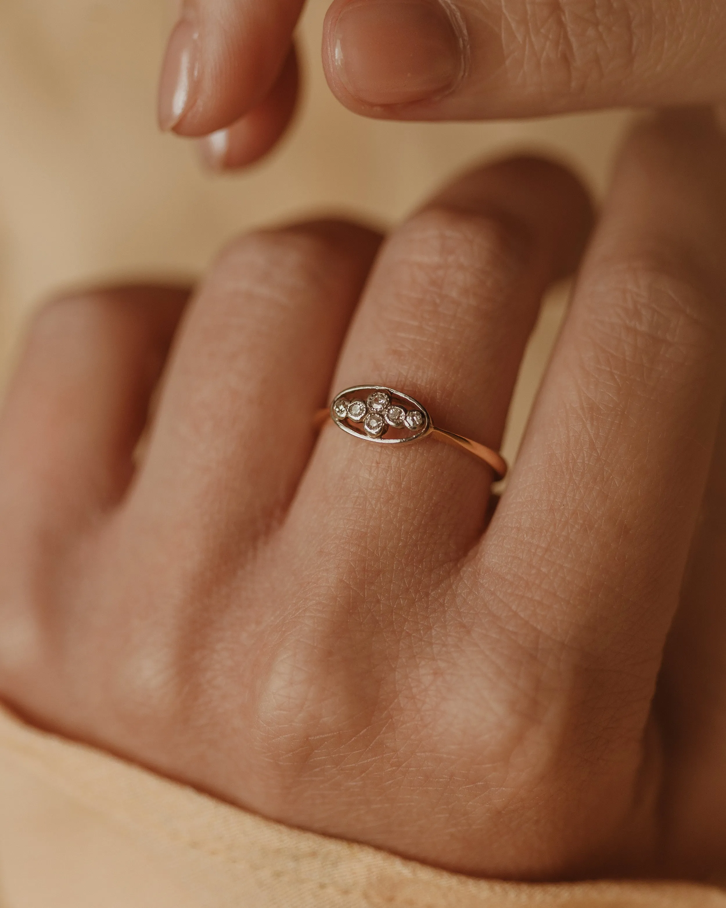 Victoria Antique Art Deco 18ct Gold Diamond Cluster Ring sold by Rock n Rose product image thumbnail 2