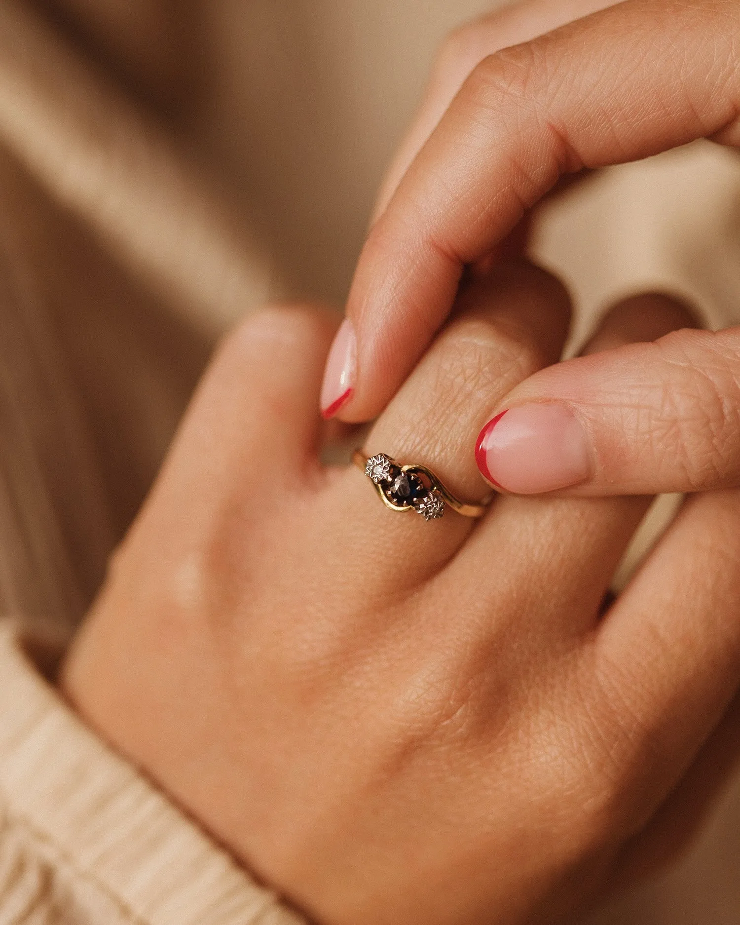 Jean 18ct Gold Sapphire & Diamond Ring sold by Rock n Rose product image thumbnail 2