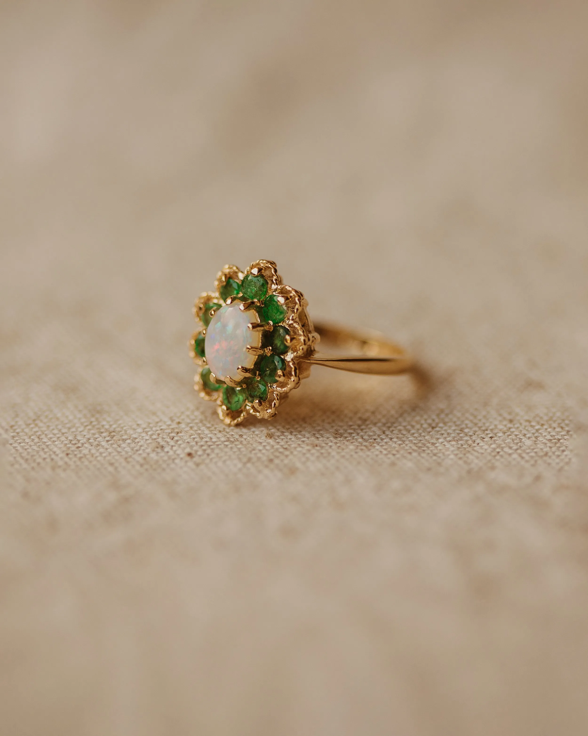 Irene 1977 9ct Gold Opal & Emerald Cluster Ring sold by Rock n Rose product image thumbnail 2