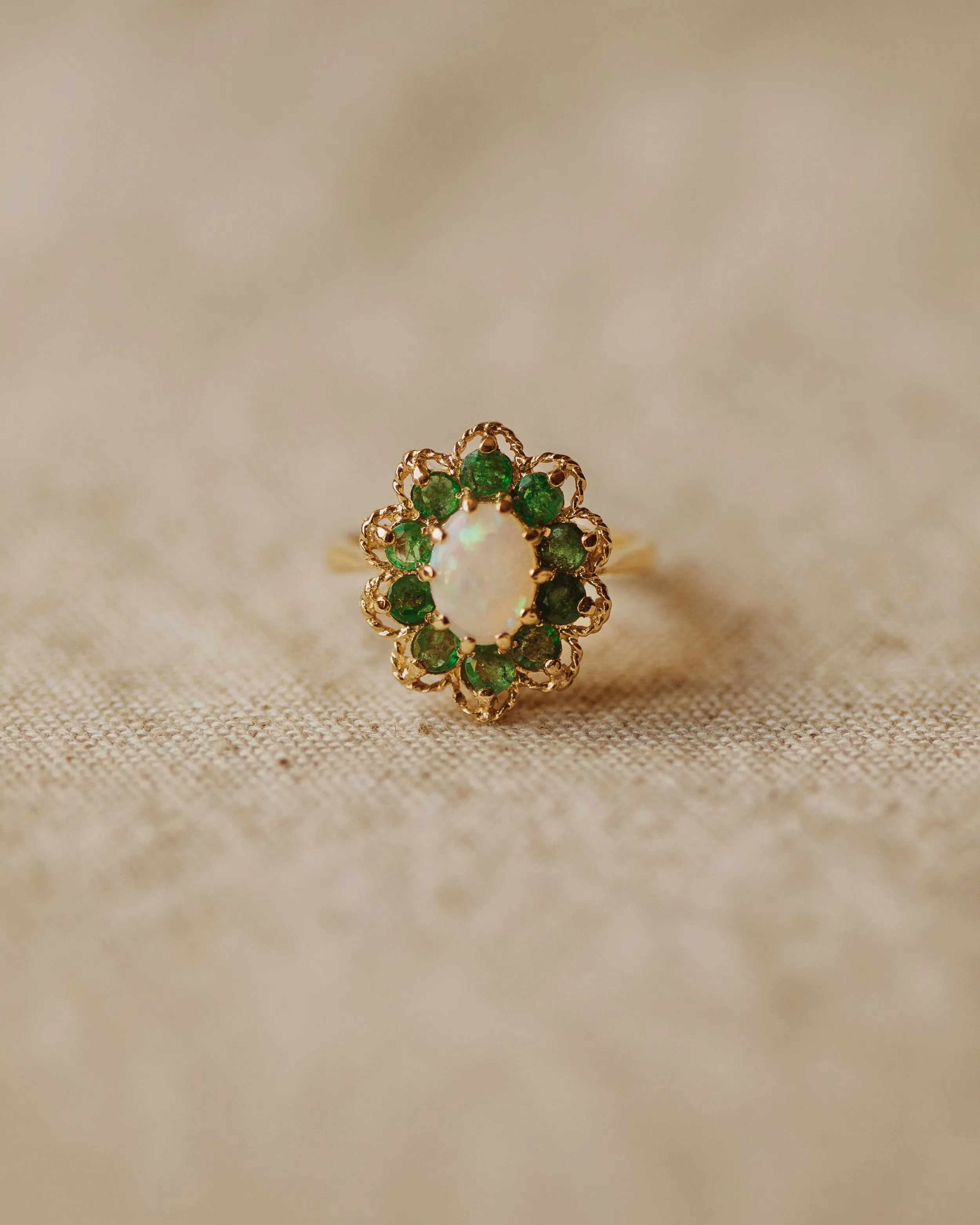 Irene 1977 9ct Gold Opal & Emerald Cluster Ring sold by Rock n Rose product image thumbnail 4