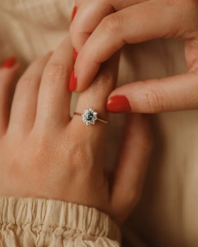 Norma 1979 9ct Gold Blue Topaz Cluster Ring sold by Rock n Rose