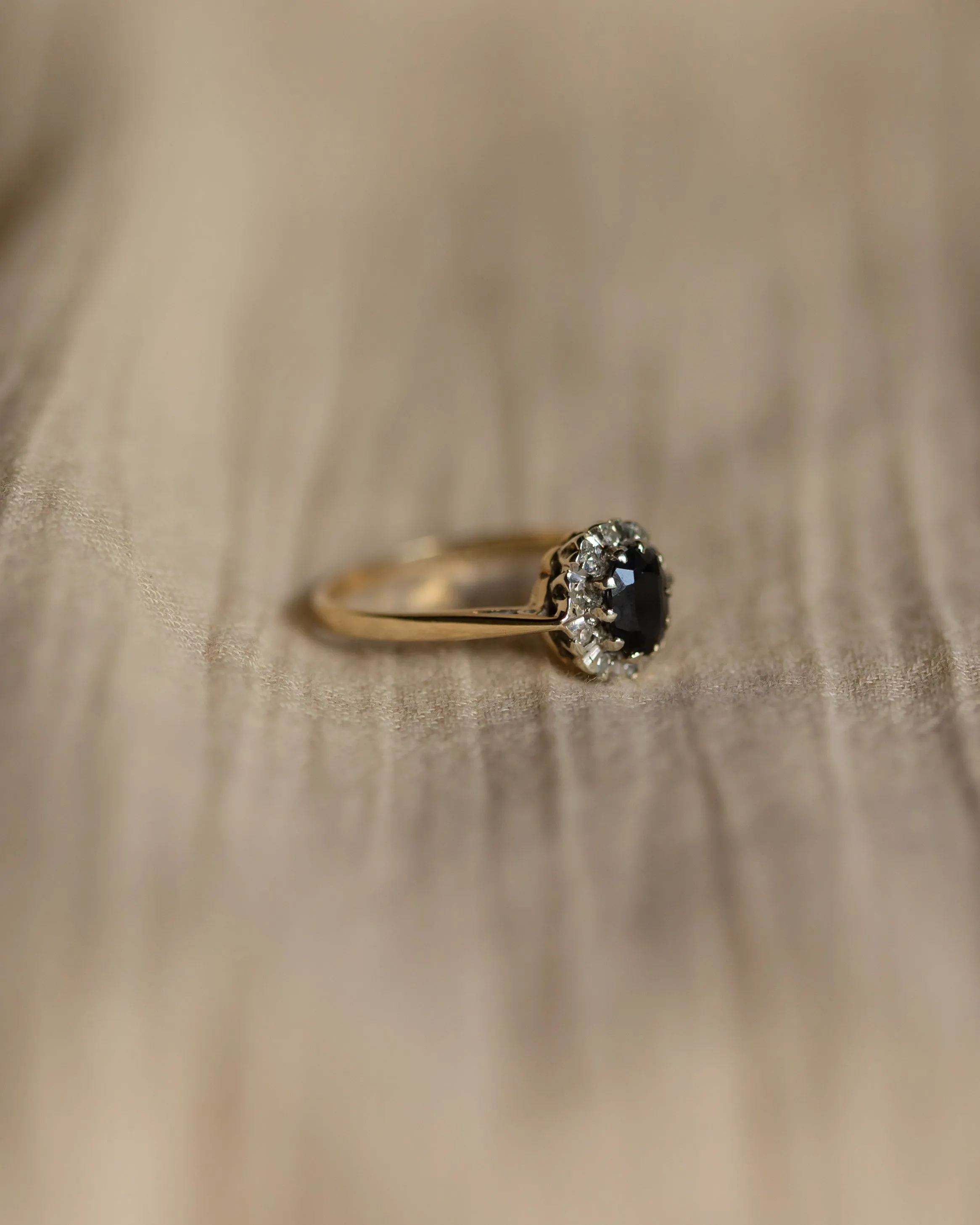 Helena 1983 Vintage 9ct Gold Sapphire & Diamond Cluster Ring sold by Rock n Rose product image thumbnail 4