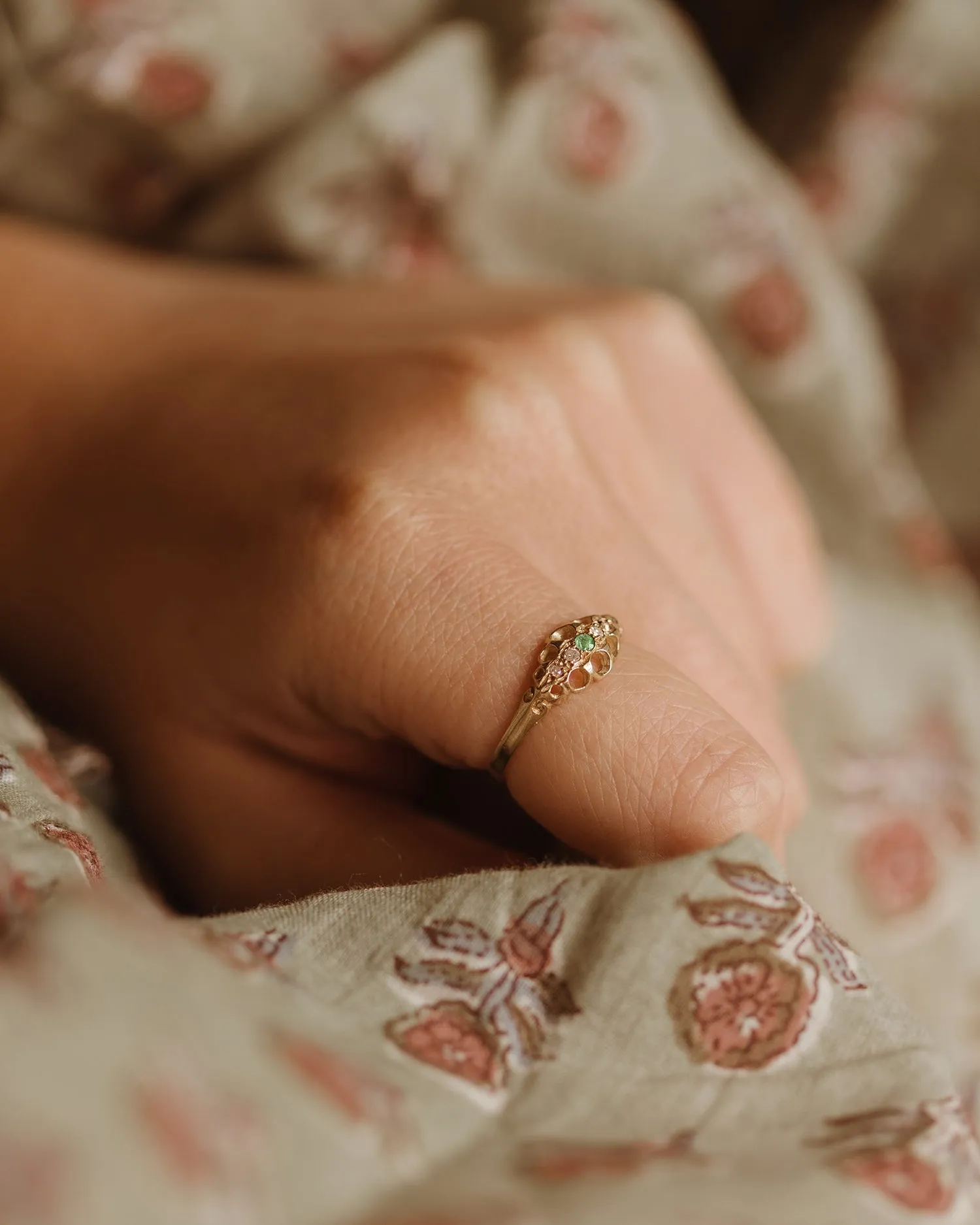 Maggie 9ct Gold Emerald & Diamond Ring sold by Rock n Rose