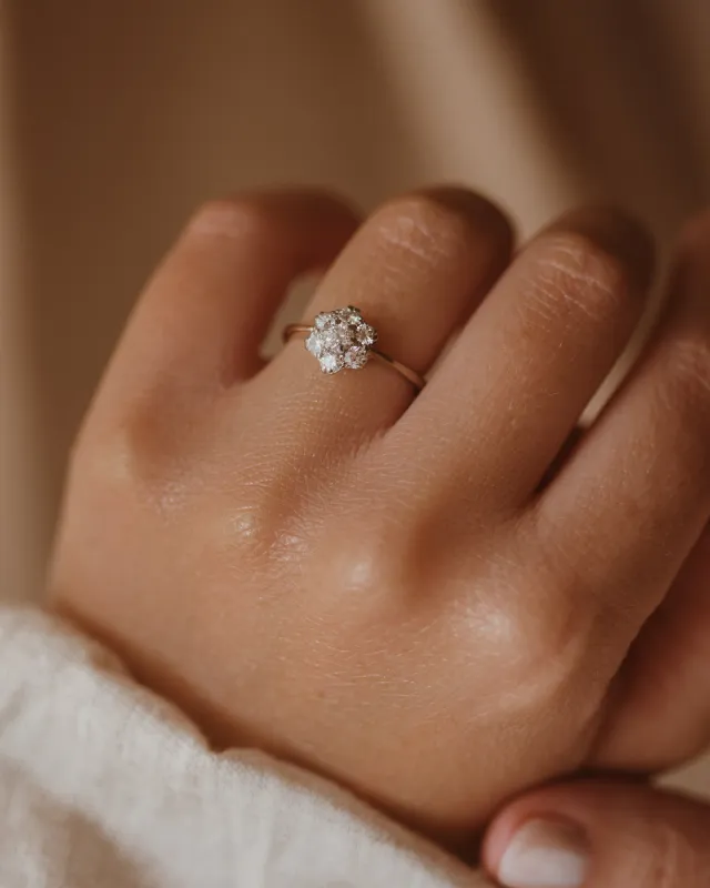 Odette Vintage 18ct White Gold Diamond Cluster Ring sold by Rock n Rose
