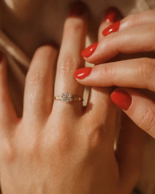 Sylvia 1990 9ct Gold CZ Cluster Ring sold by Rock n Rose