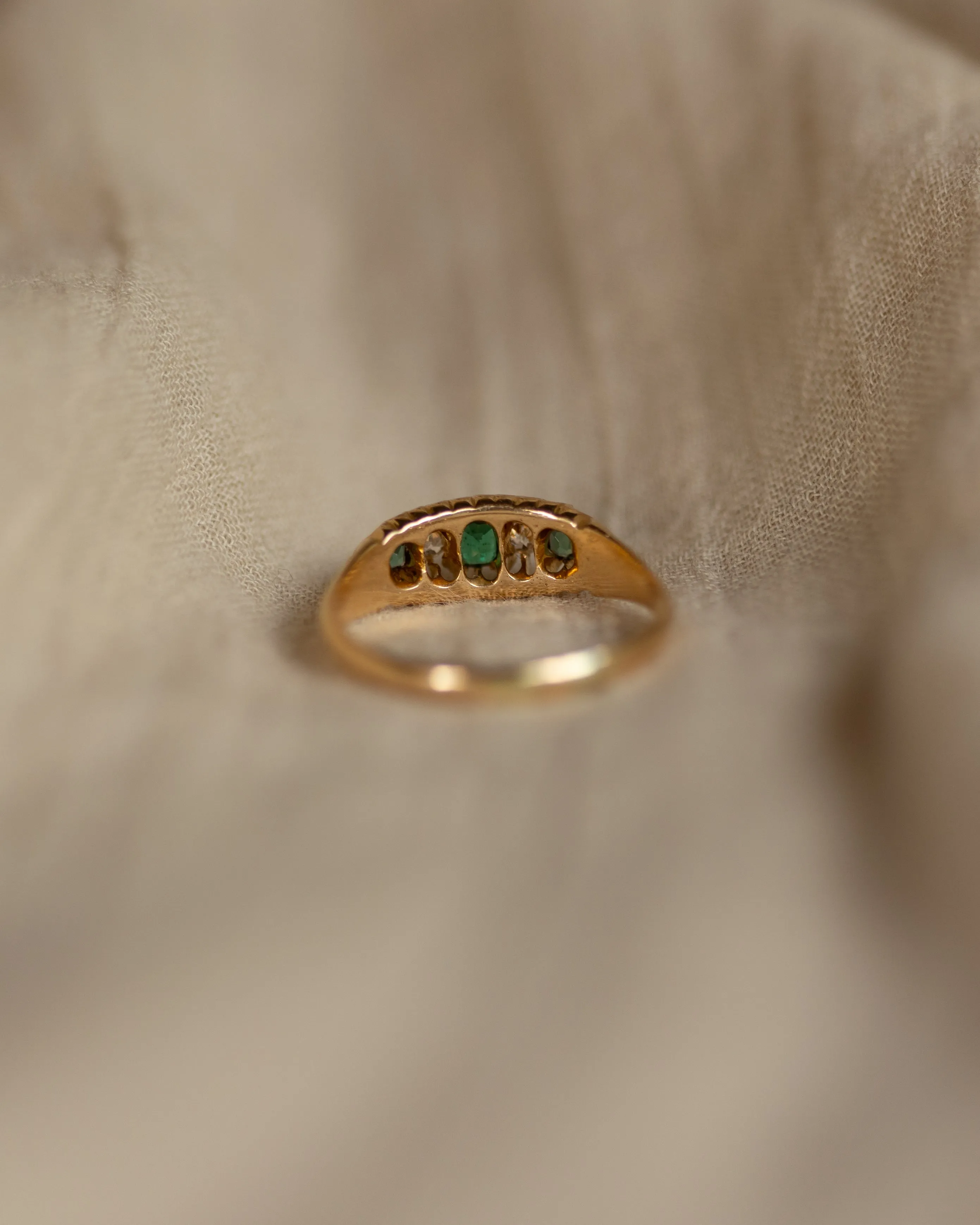 Juliette 1903 Antique 18ct Gold Green Garnet & Diamond Five Stone Ring sold by Rock n Rose product image thumbnail 5