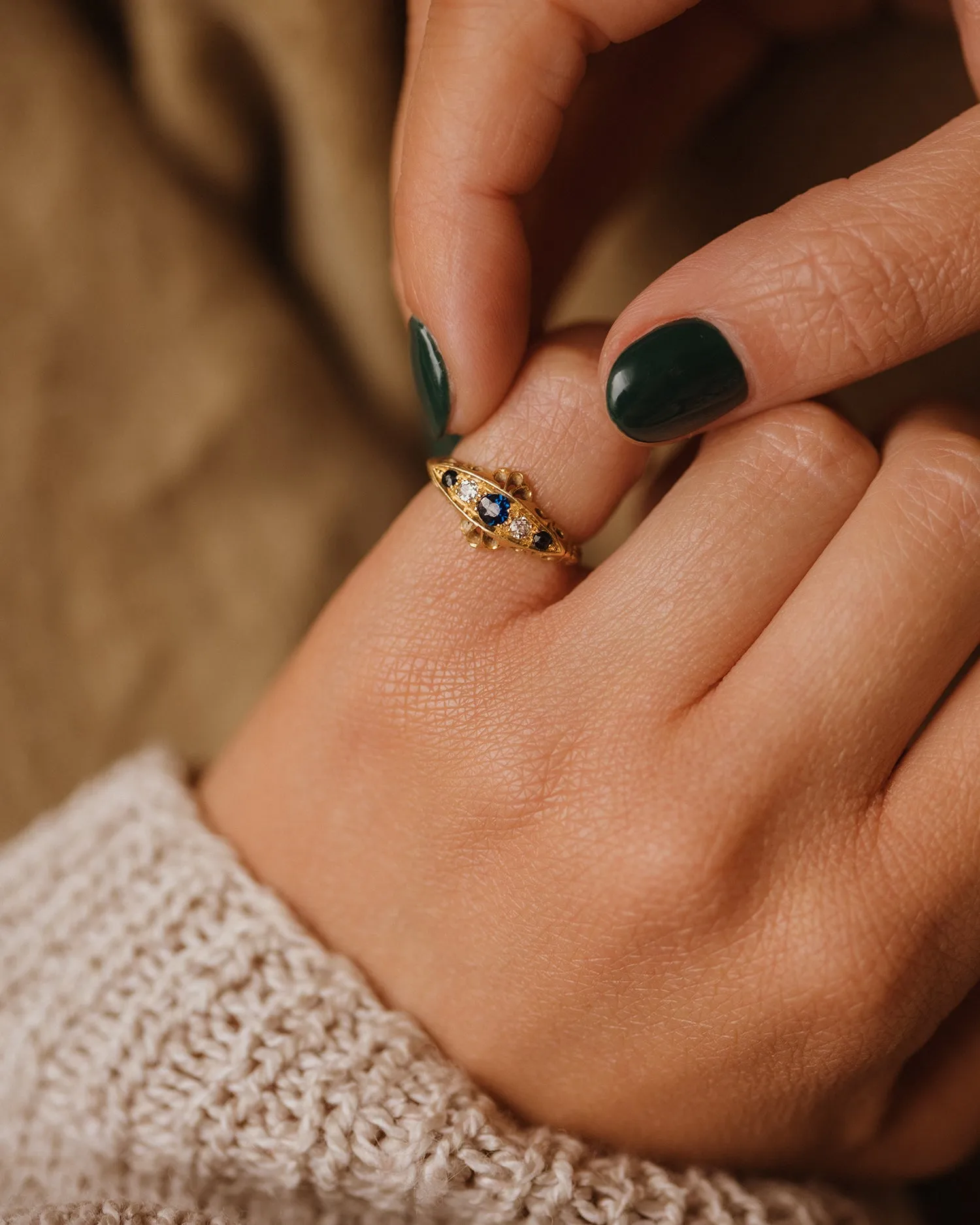 Marcella Antique 18ct Gold Sapphire & Diamond Ring sold by Rock n Rose