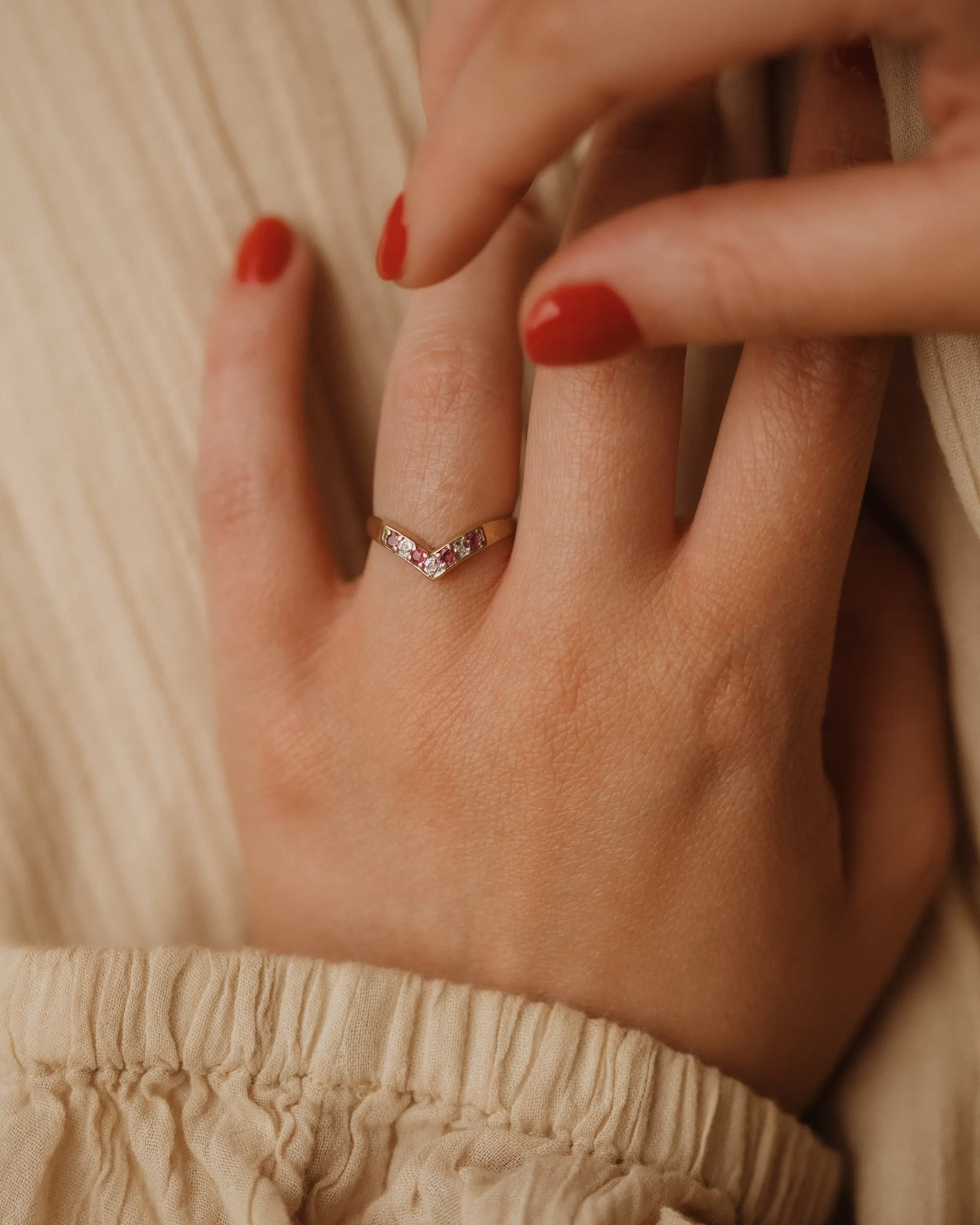 Rosa Vintage 9ct Gold Ruby & Diamond Wishbone Ring sold by Rock n Rose product image thumbnail 2