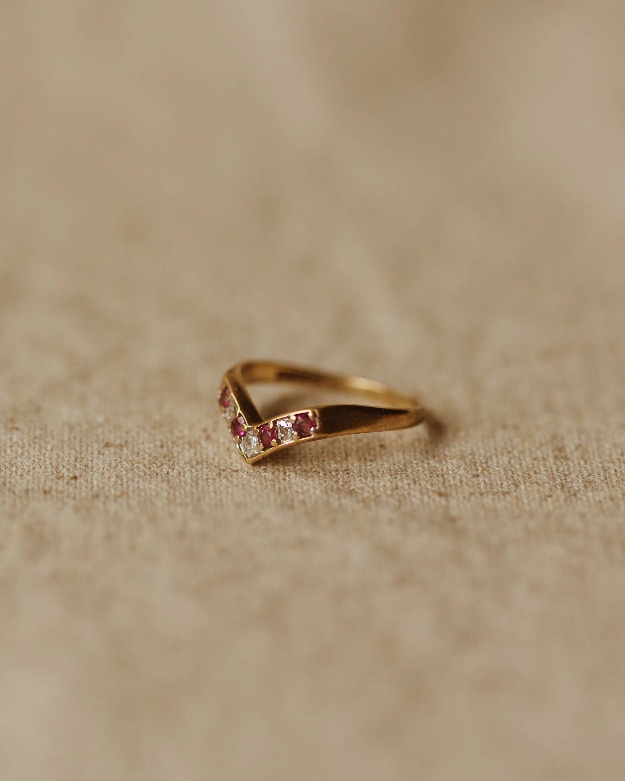 Rosa Vintage 9ct Gold Ruby & Diamond Wishbone Ring sold by Rock n Rose product image thumbnail 3