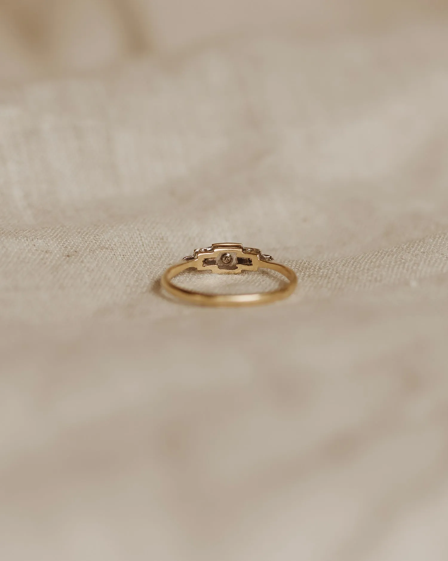 Theodora 18ct Gold Art Deco Three Diamond Ring sold by Rock n Rose product image thumbnail 5