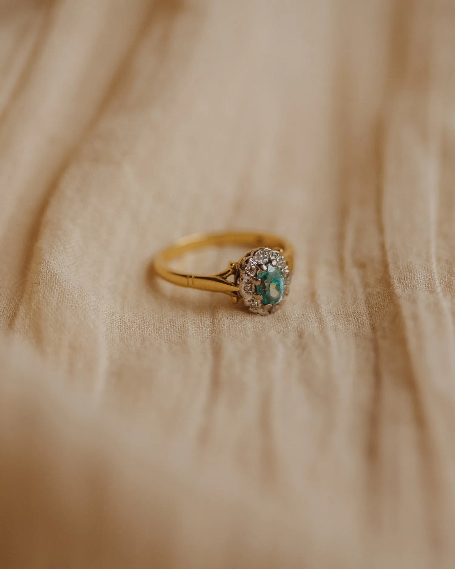 Sadie 1978 18ct Gold Aquamarine & Diamond Ring sold by Rock n Rose product image thumbnail 3