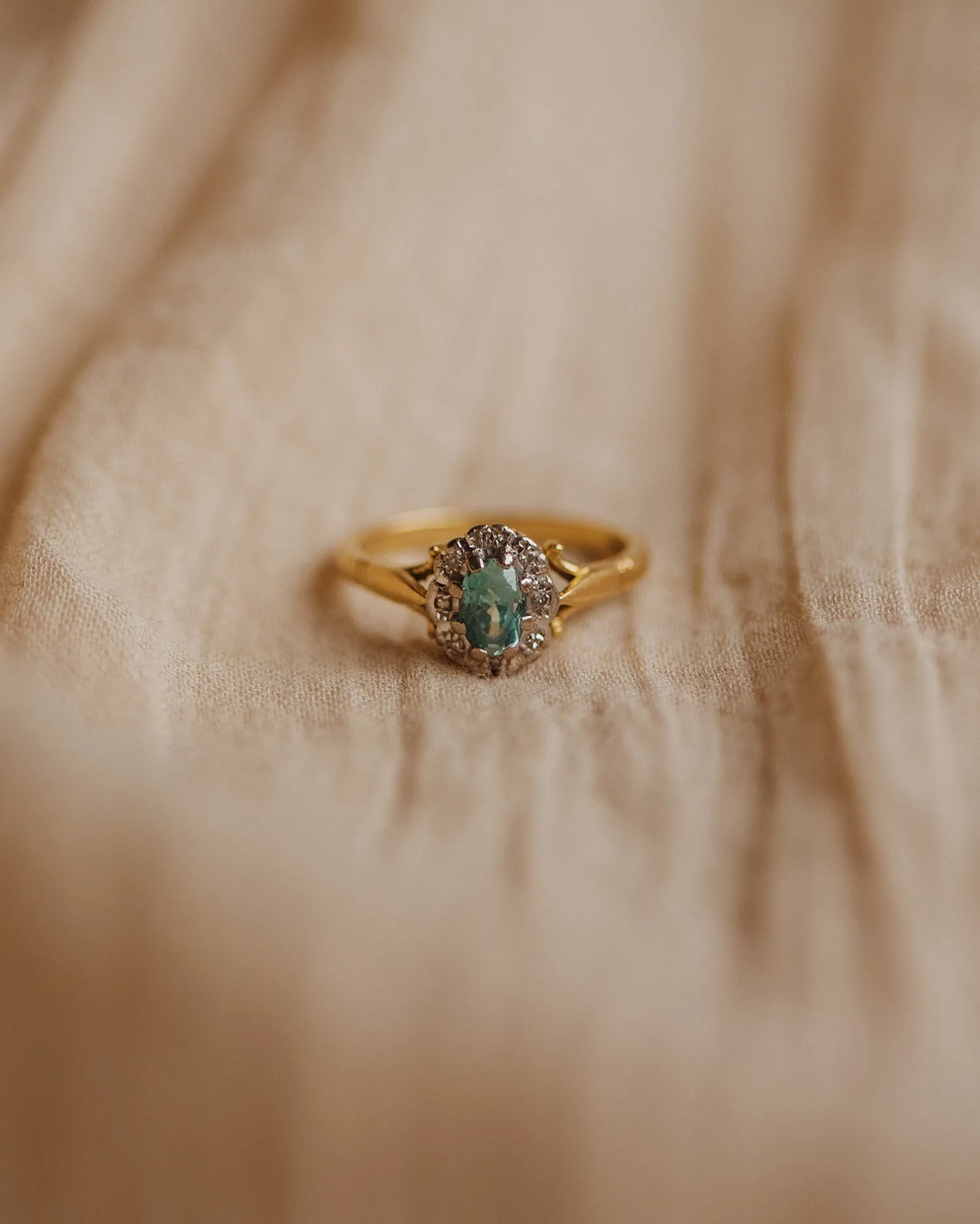 Sadie 1978 18ct Gold Aquamarine & Diamond Ring sold by Rock n Rose product image thumbnail 2