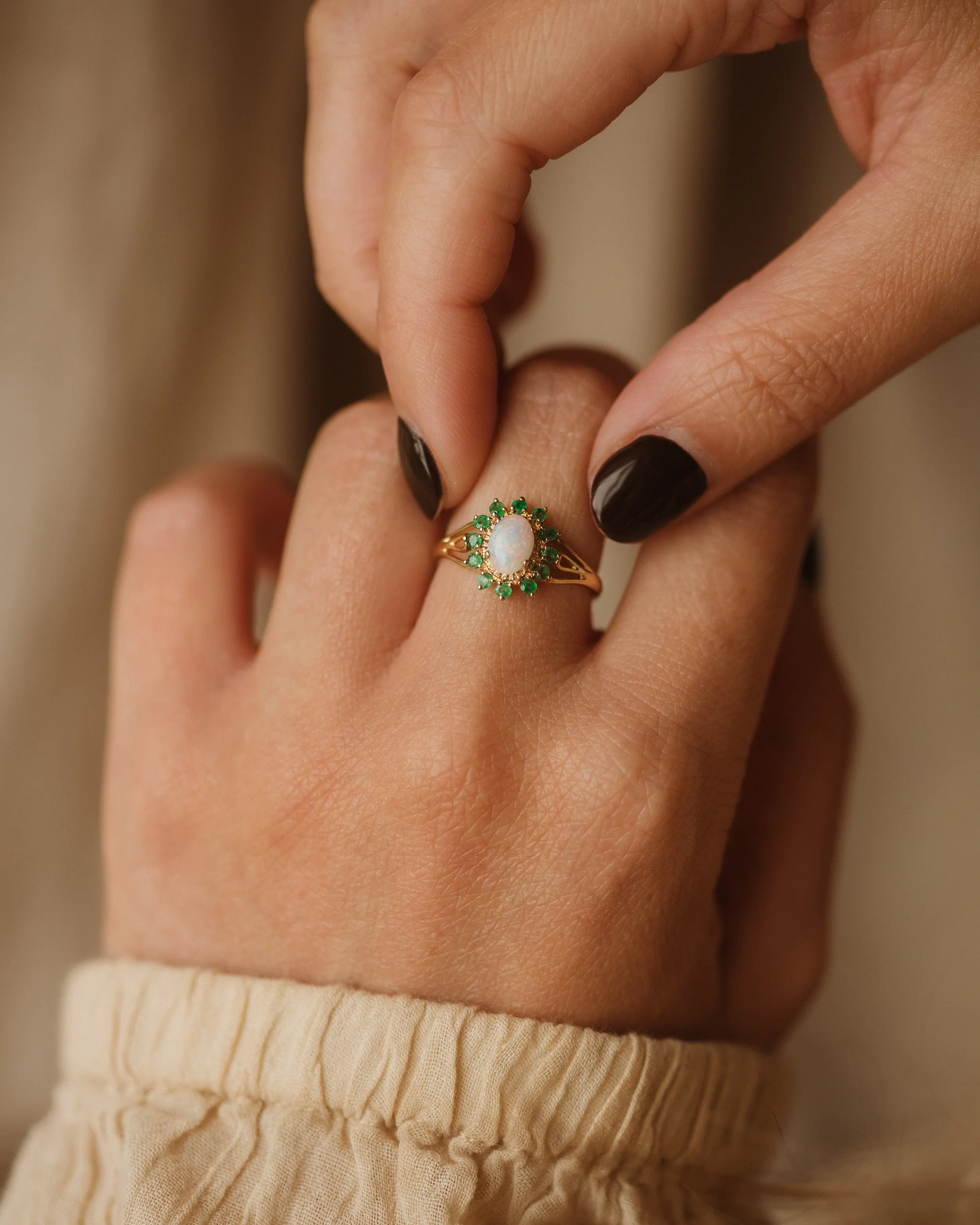 Dorothy Vintage 9ct Gold Opal & Emerald Ring sold by Rock n Rose product image thumbnail 5