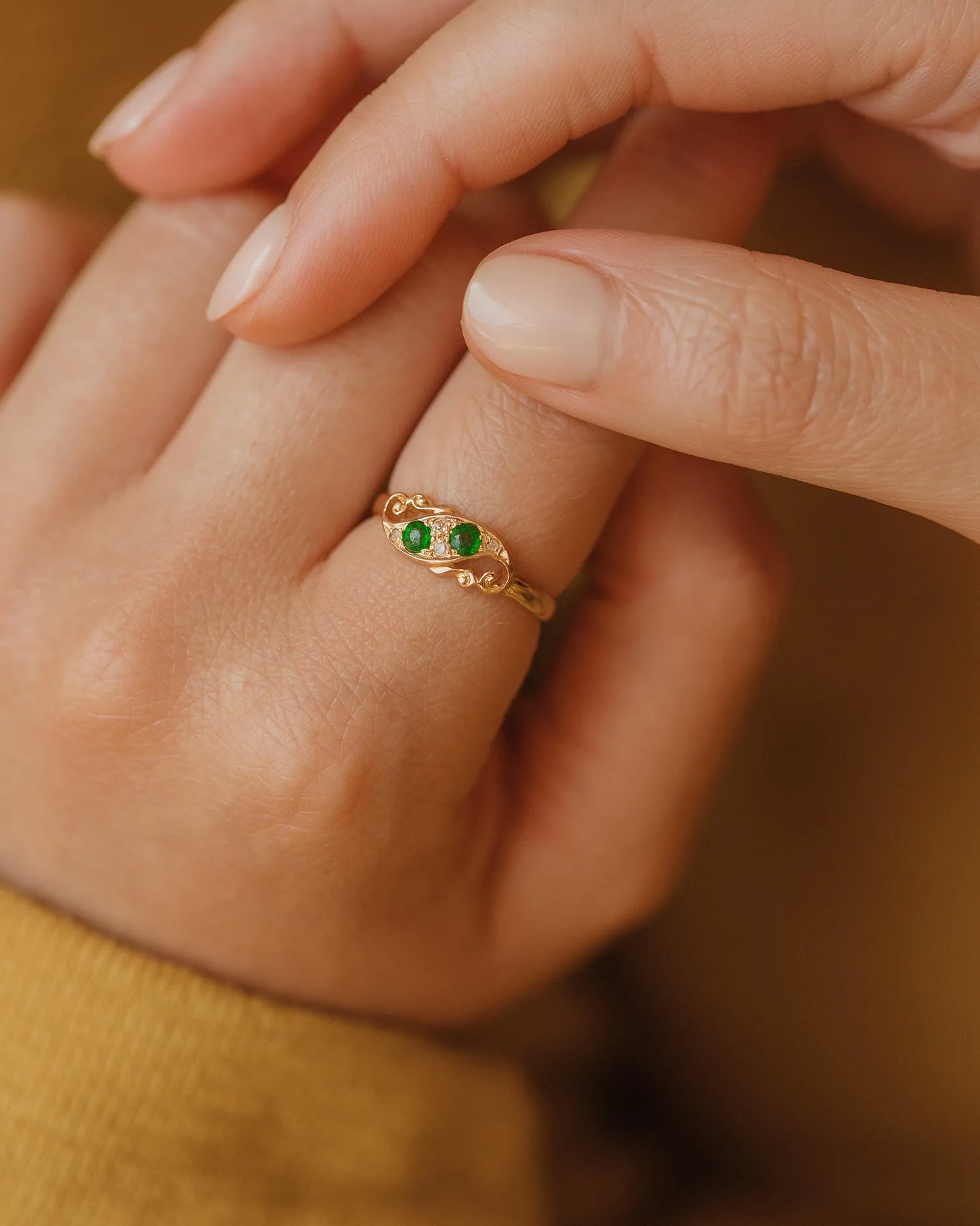 Clover 1916 18ct Gold Green Garnet & Diamond Ring sold by Rock n Rose product image thumbnail 2