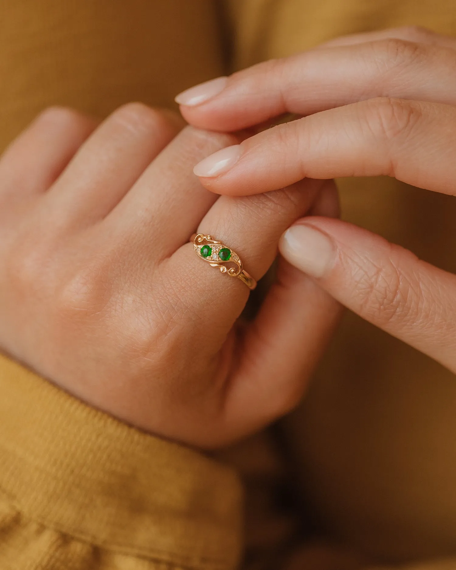 Clover 1916 18ct Gold Green Garnet & Diamond Ring sold by Rock n Rose product image thumbnail 5